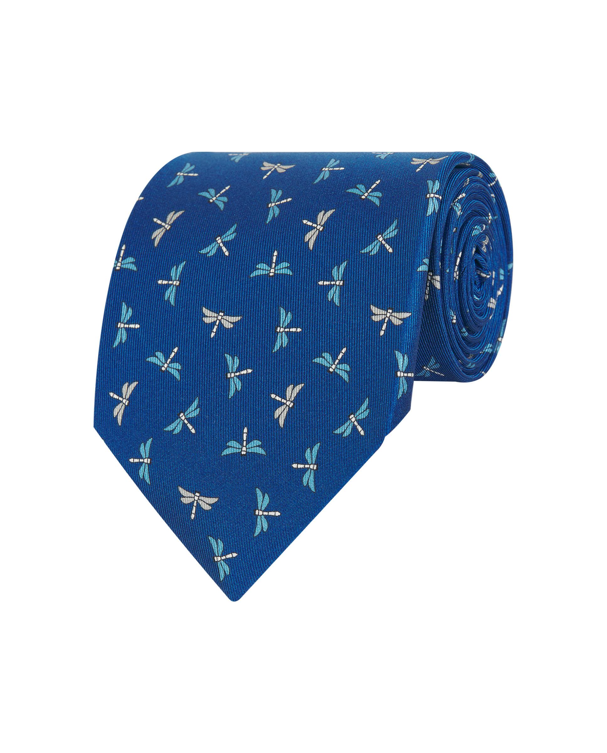 Gravata Twill com Estampado em Seda Natural Azul-1