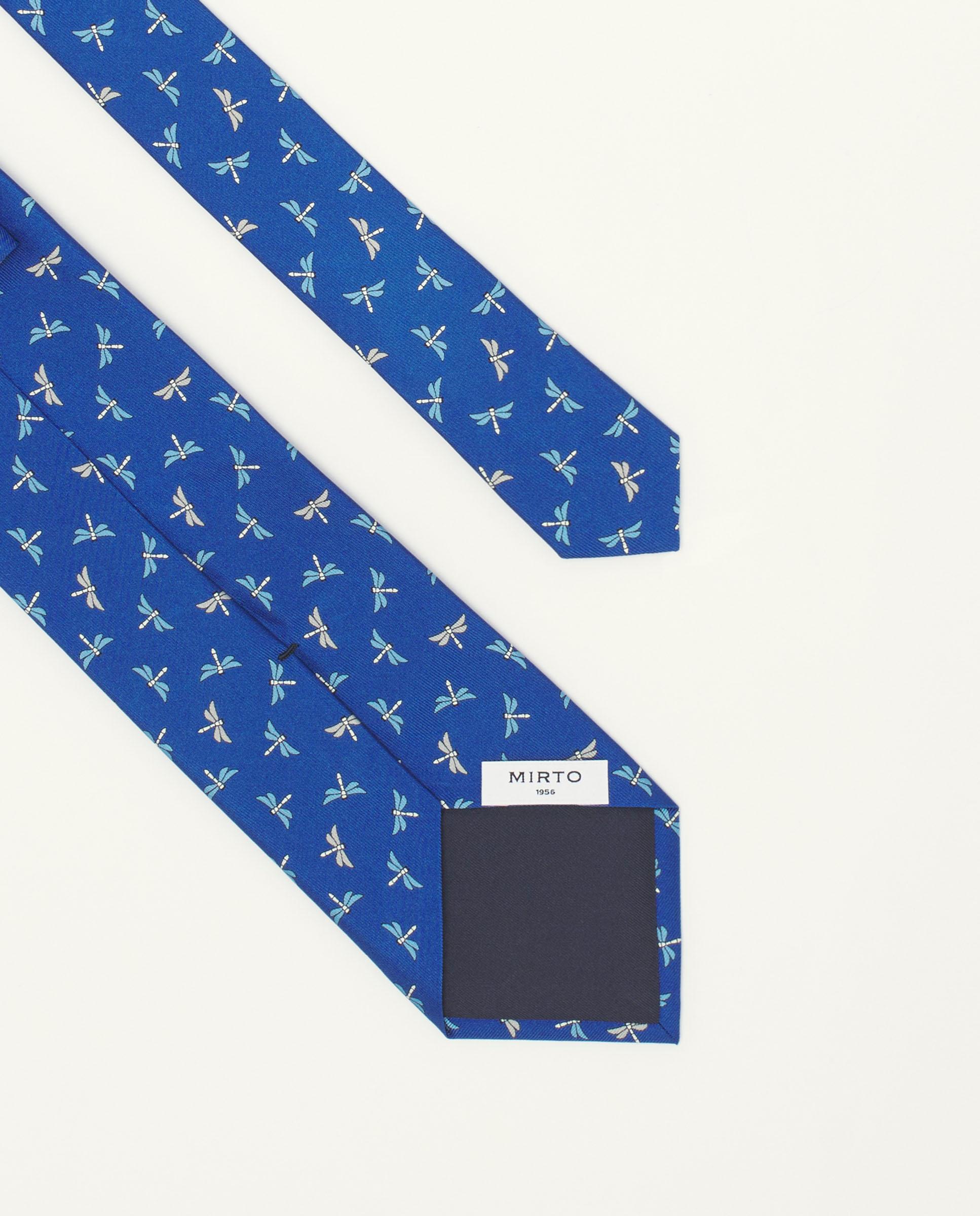 Gravata Twill com Estampado em Seda Natural Azul-2