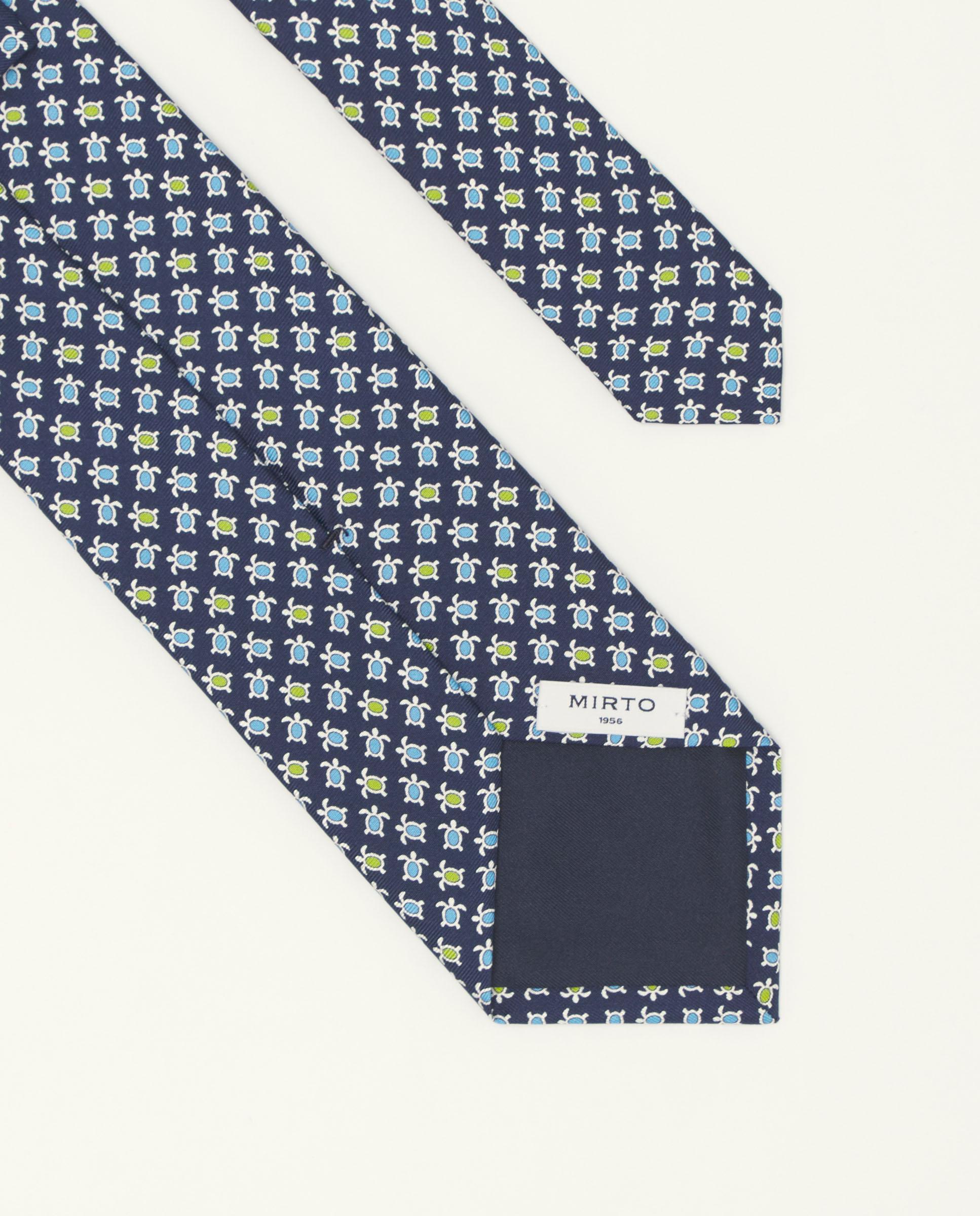 Gravata Twill Estampada em Seda Natural Azul-marinho / Verde-2