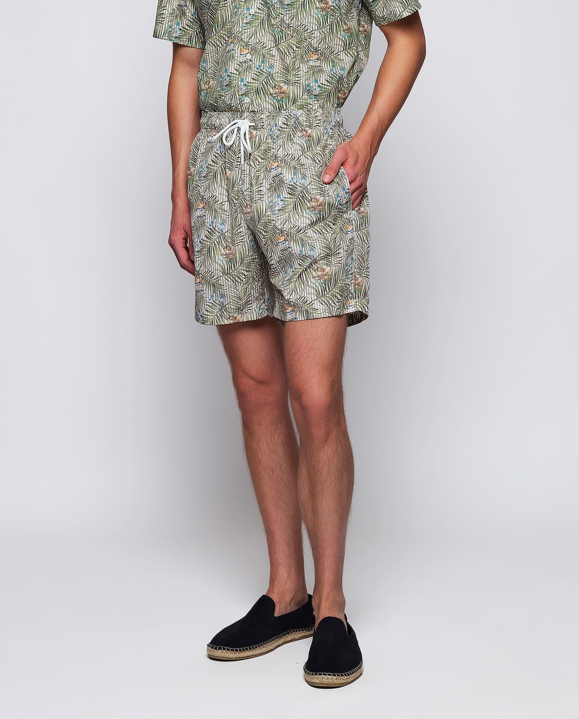 Imagem 0 de Fato de Banho Bermuda com Estampado de Folhas