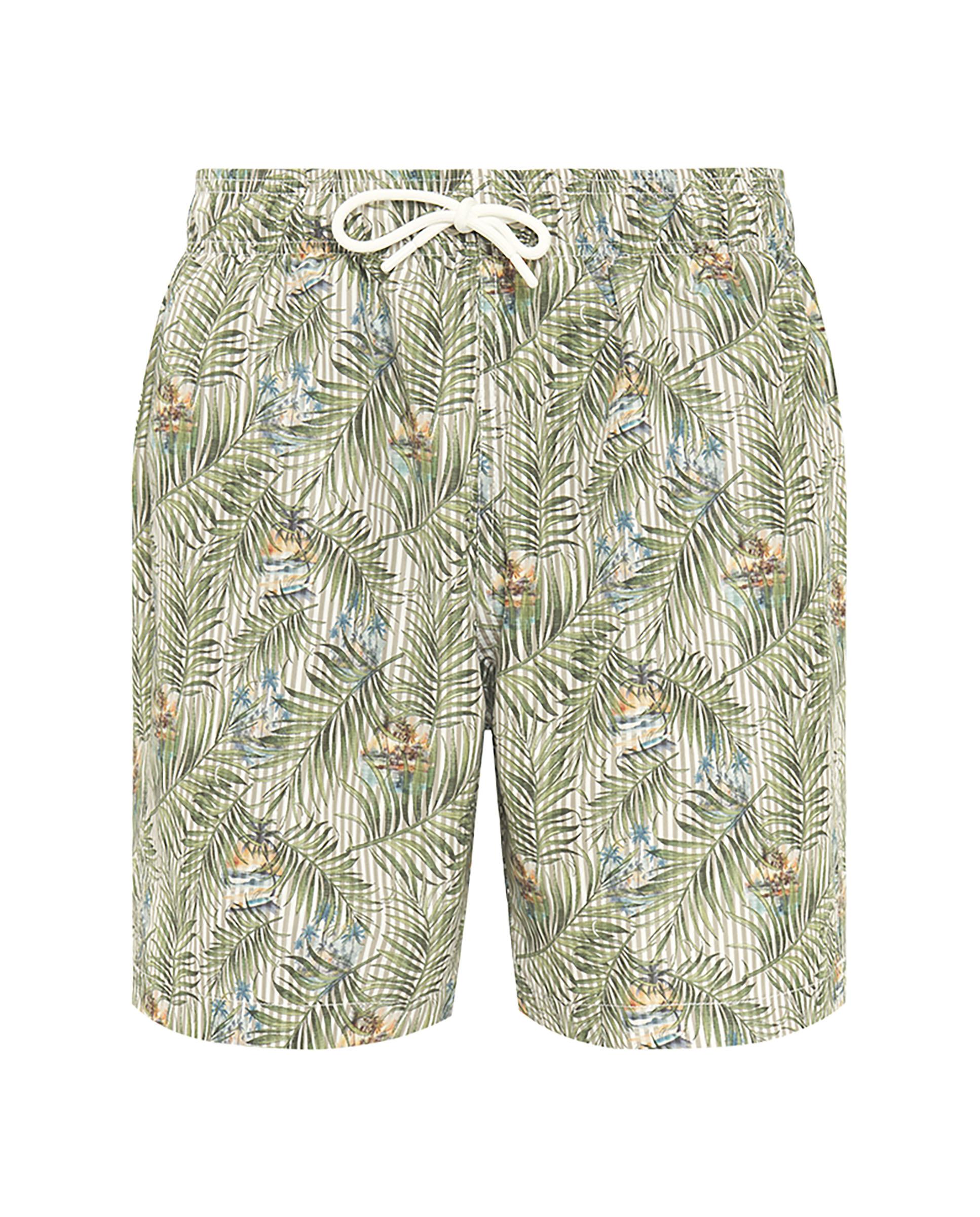 Fato de Banho Bermuda com Estampado de Folhas Caqui-3