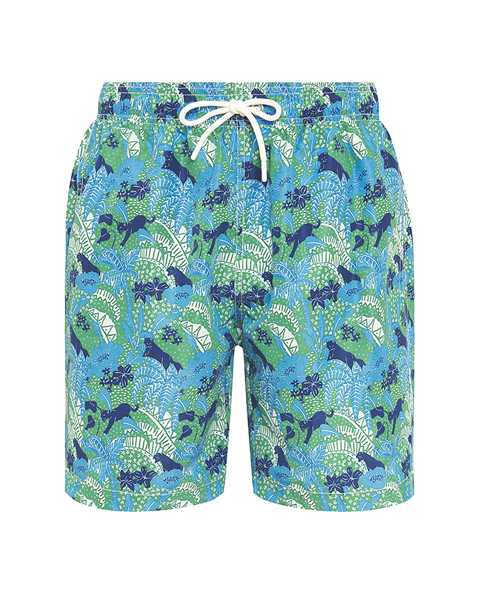 Fato de Banho Bermuda com Estampado Selva Turquesa-3
