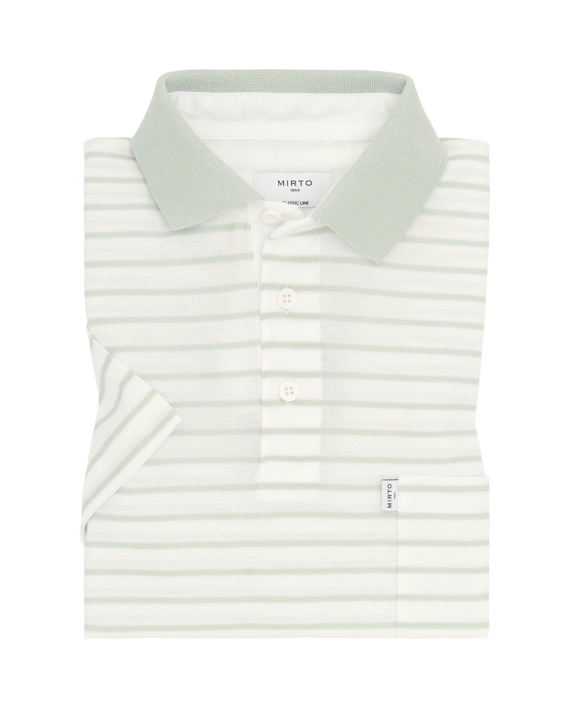 Polo de Piqué com Riscas Horizontais Verde-claro-2