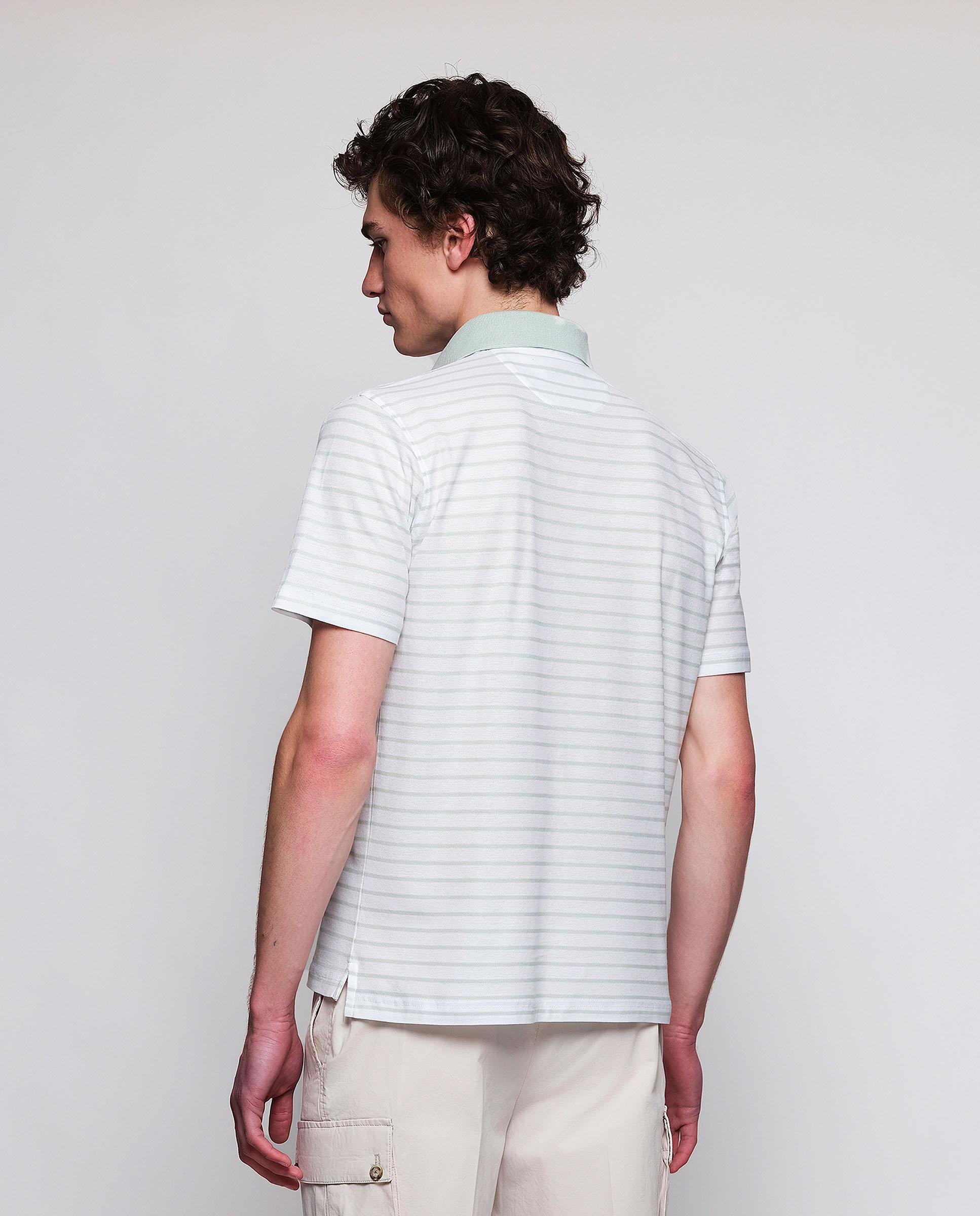 Polo de Piqué com Riscas Horizontais Verde-claro-4