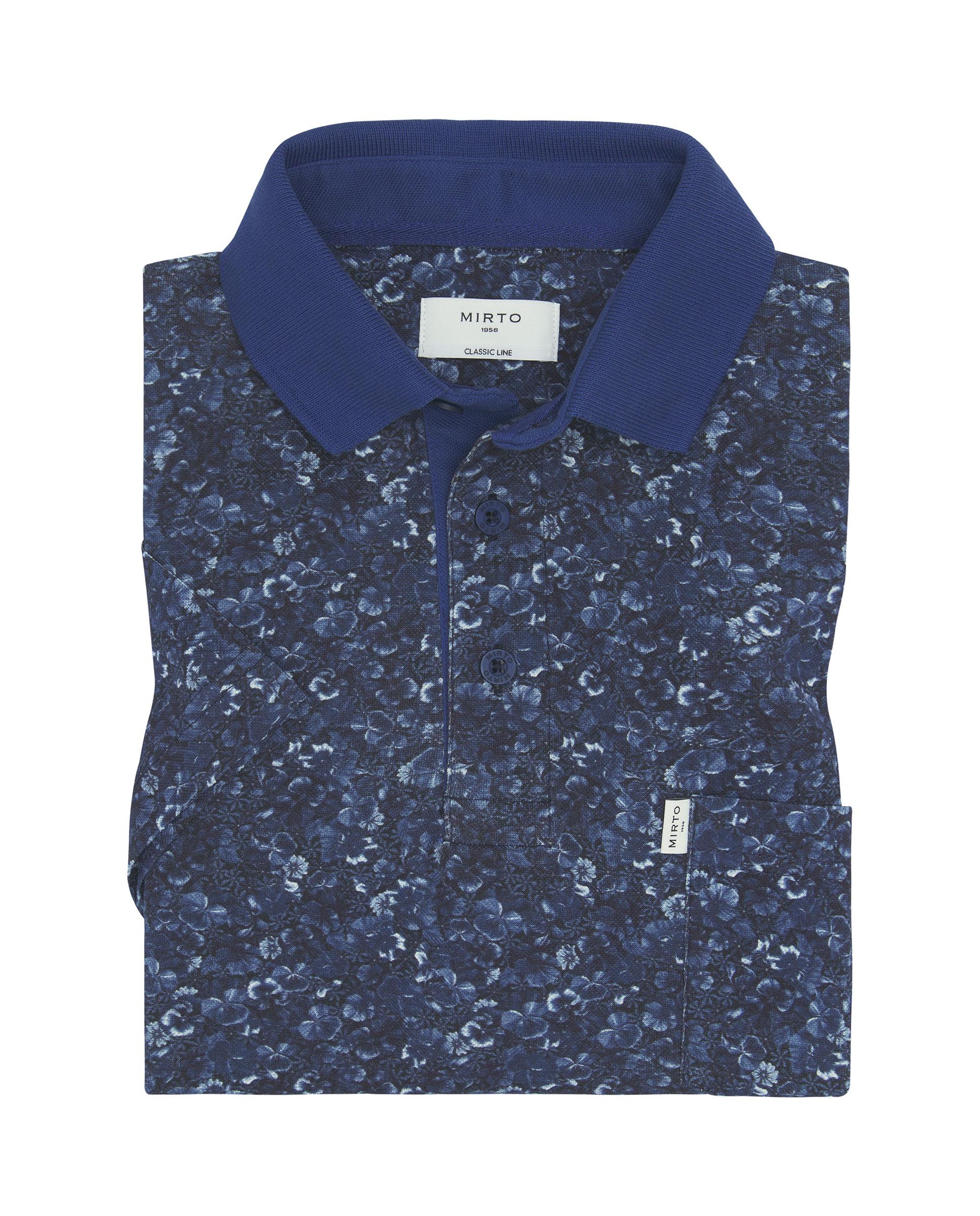 Polo de Manga Curta com Estampado Floral Azul-marinho-2