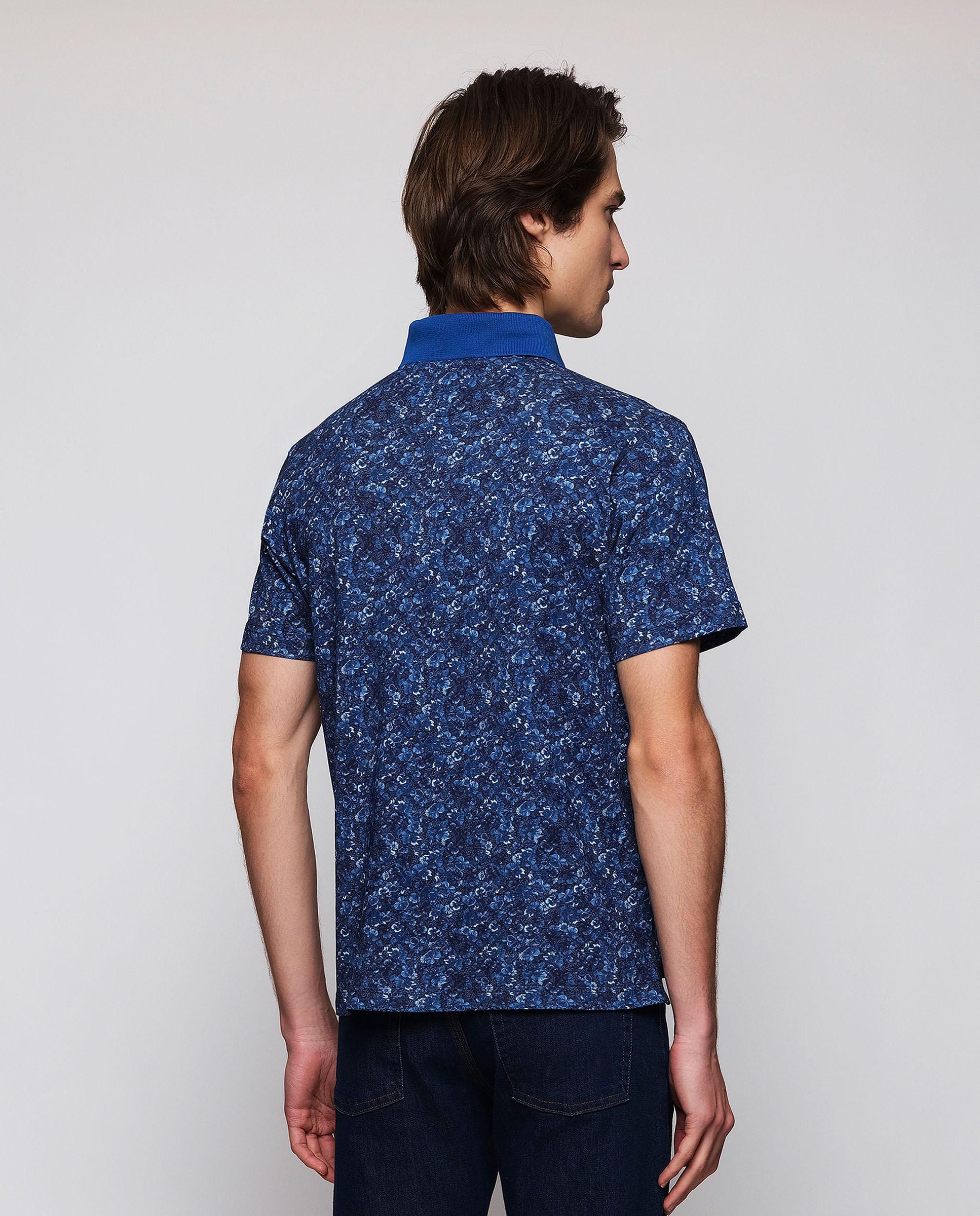 Polo de Manga Curta com Estampado Floral Azul-marinho-4