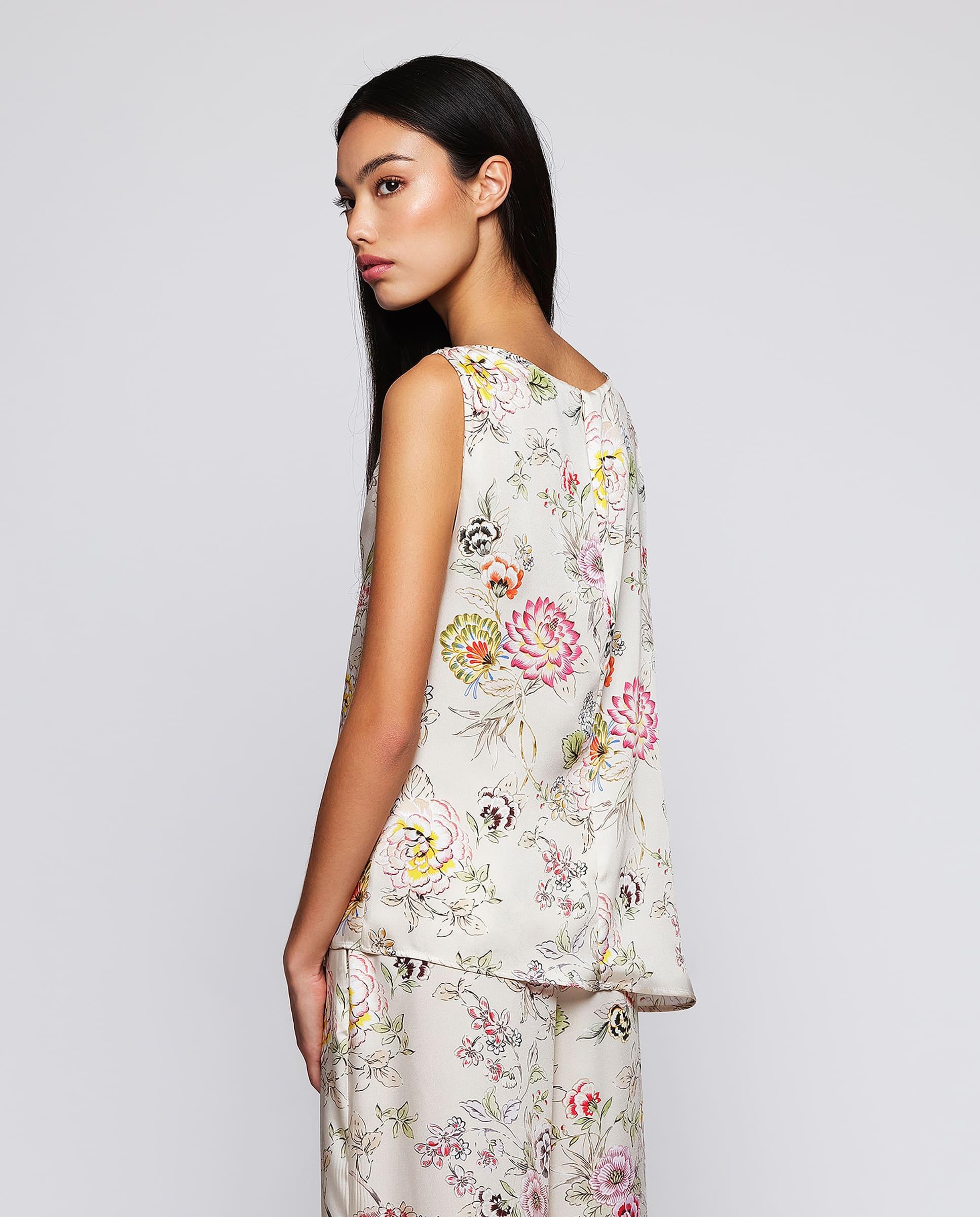 Top Assimétrico com Estampado Floral Natural-2