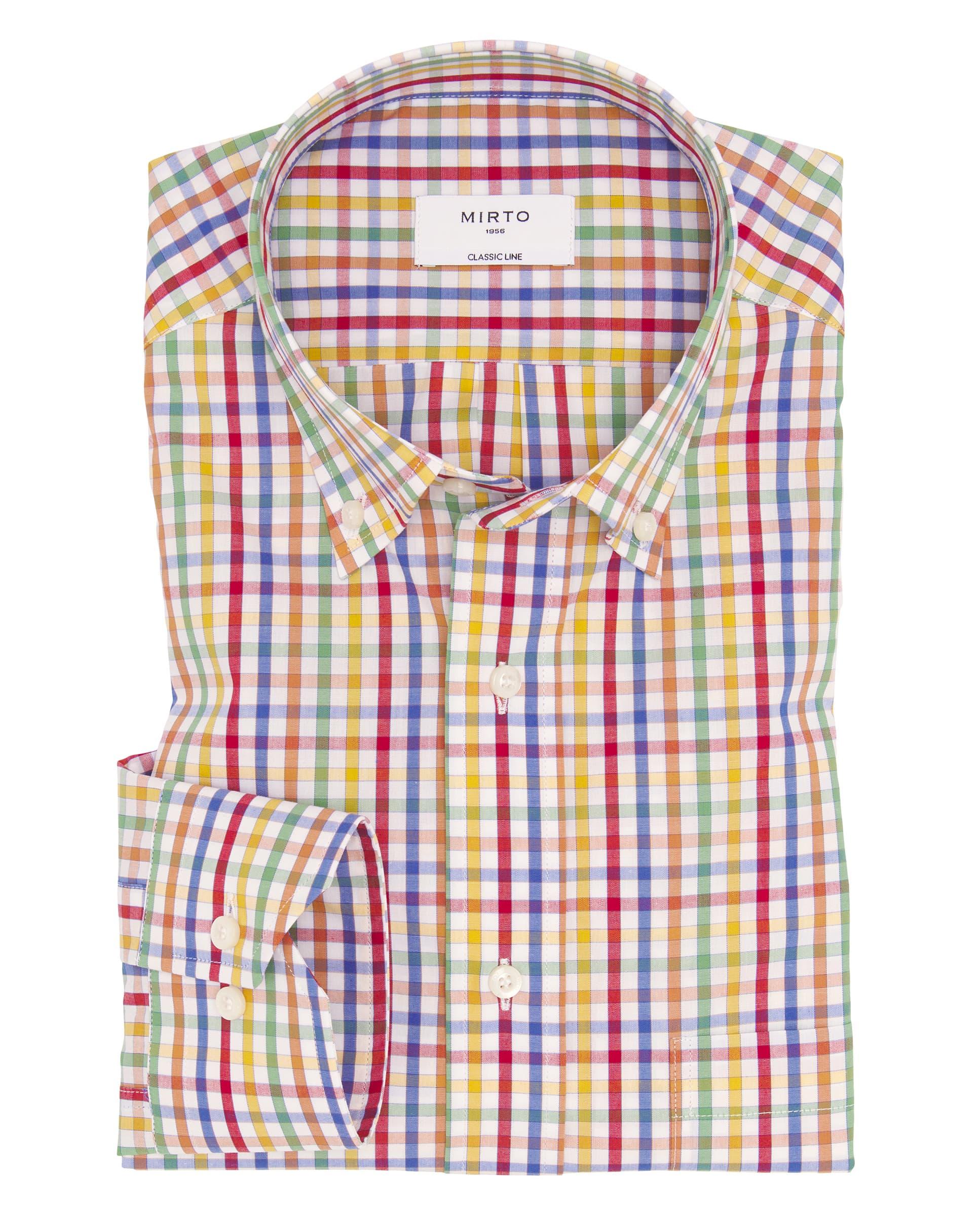 Camisa Casual Aos Quadrados de Algodão Laranja-2
