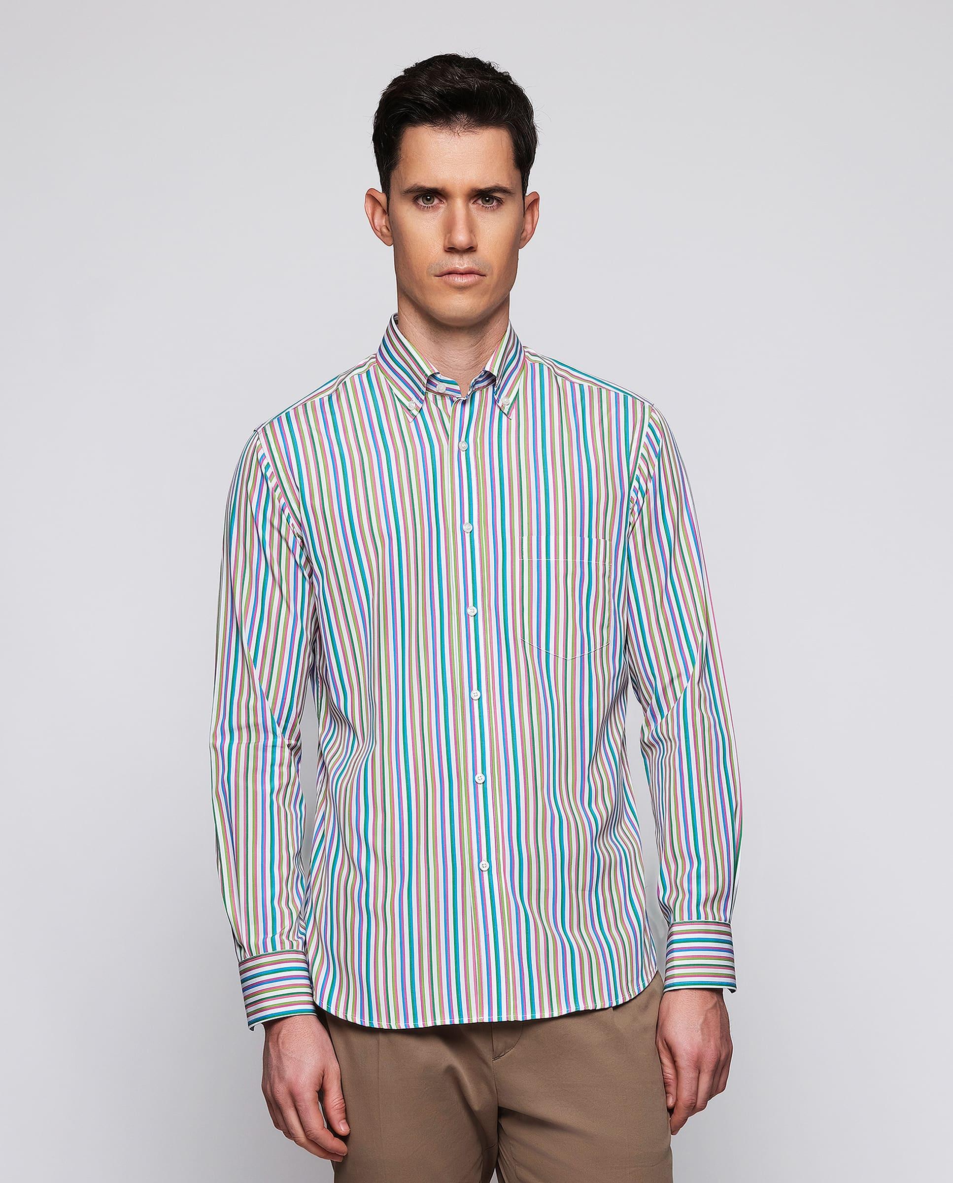 Imagem 0 de Camisa Casual Às Riscas de Manga Comprida