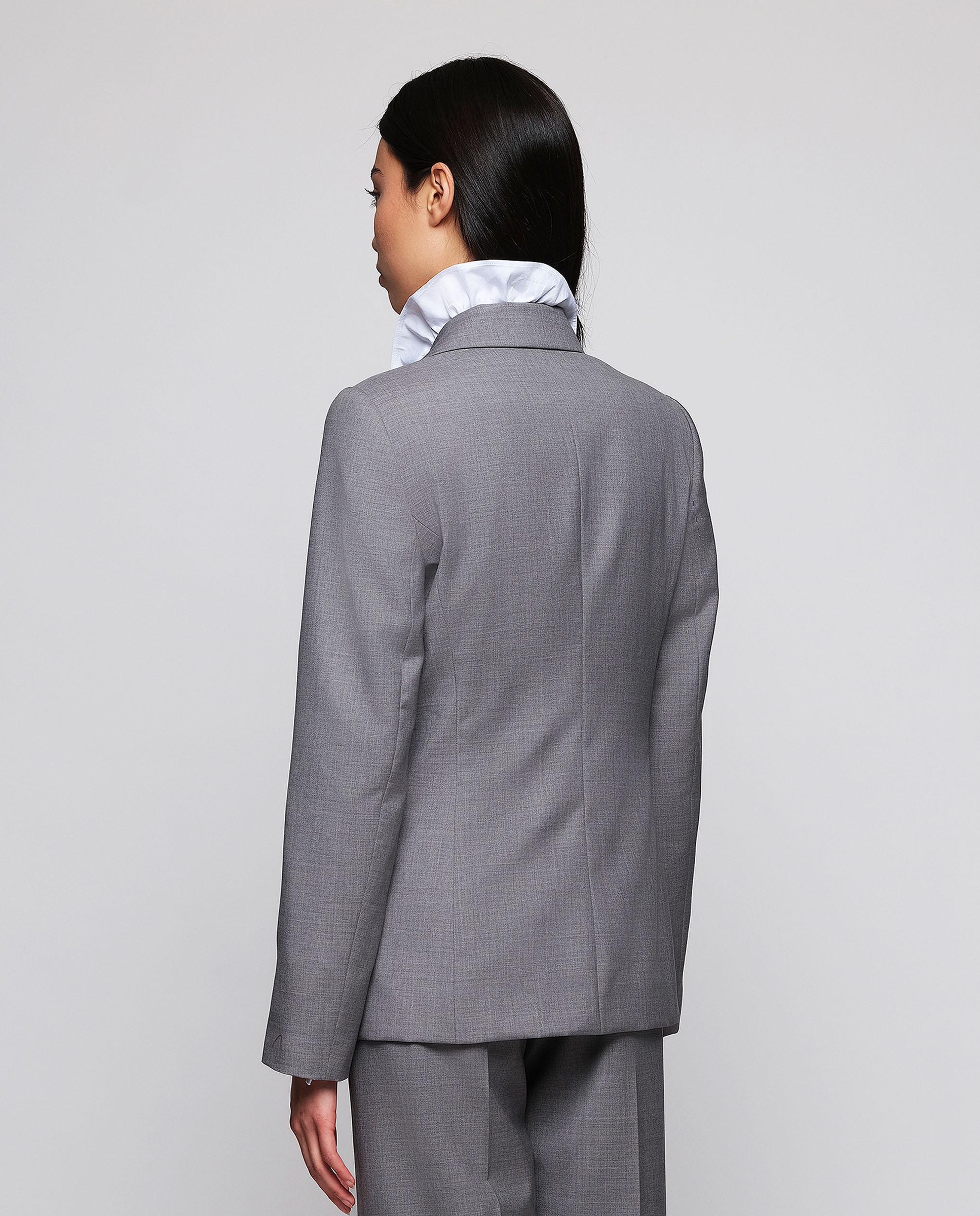 Blazer Cruzada de Lã Cinzento-2