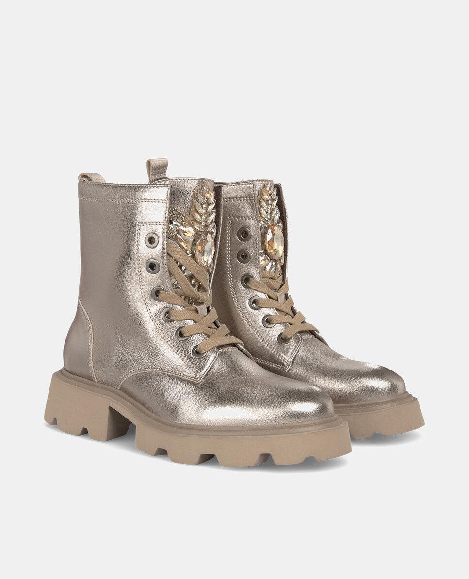 Botins com Sola Track e Fecho de Cordões Castanho-claro-2