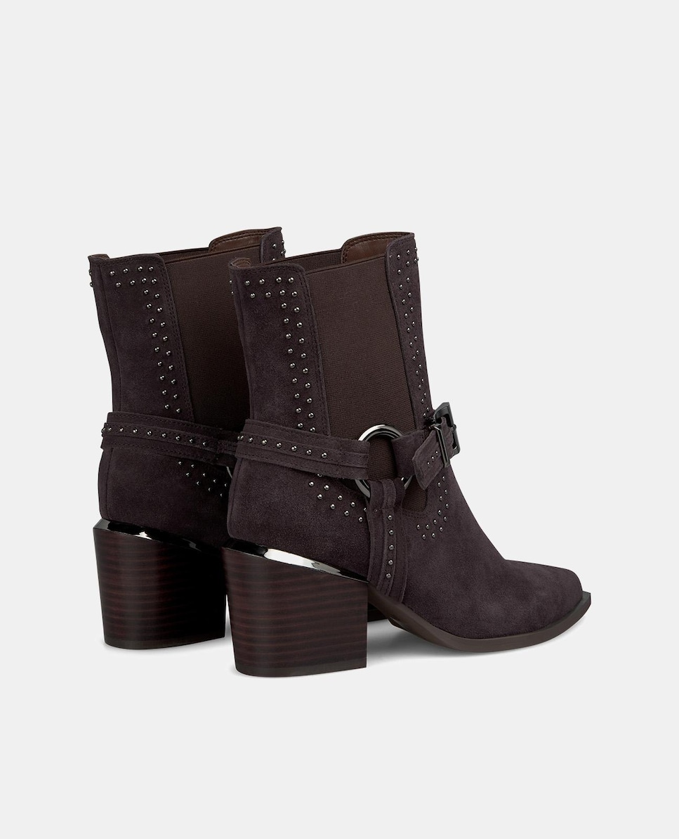 Botins de Pele com Fivela Castanho-escuro-3