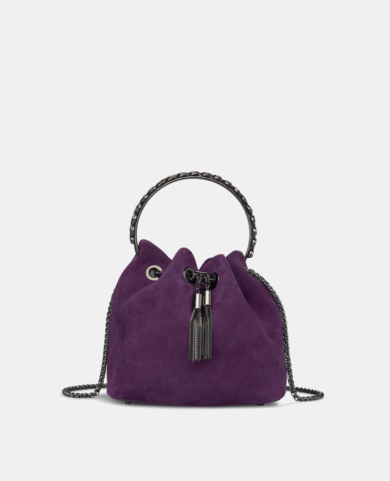 Mala de Mão Convertível em Mala a Tiracolo Estilo Bombonera Roxo-1