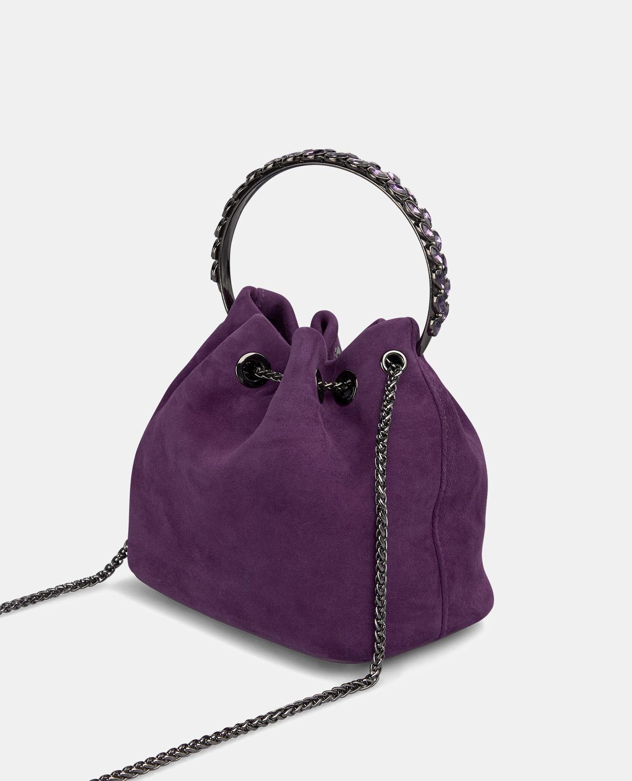 Mala de Mão Convertível em Mala a Tiracolo Estilo Bombonera Roxo-2