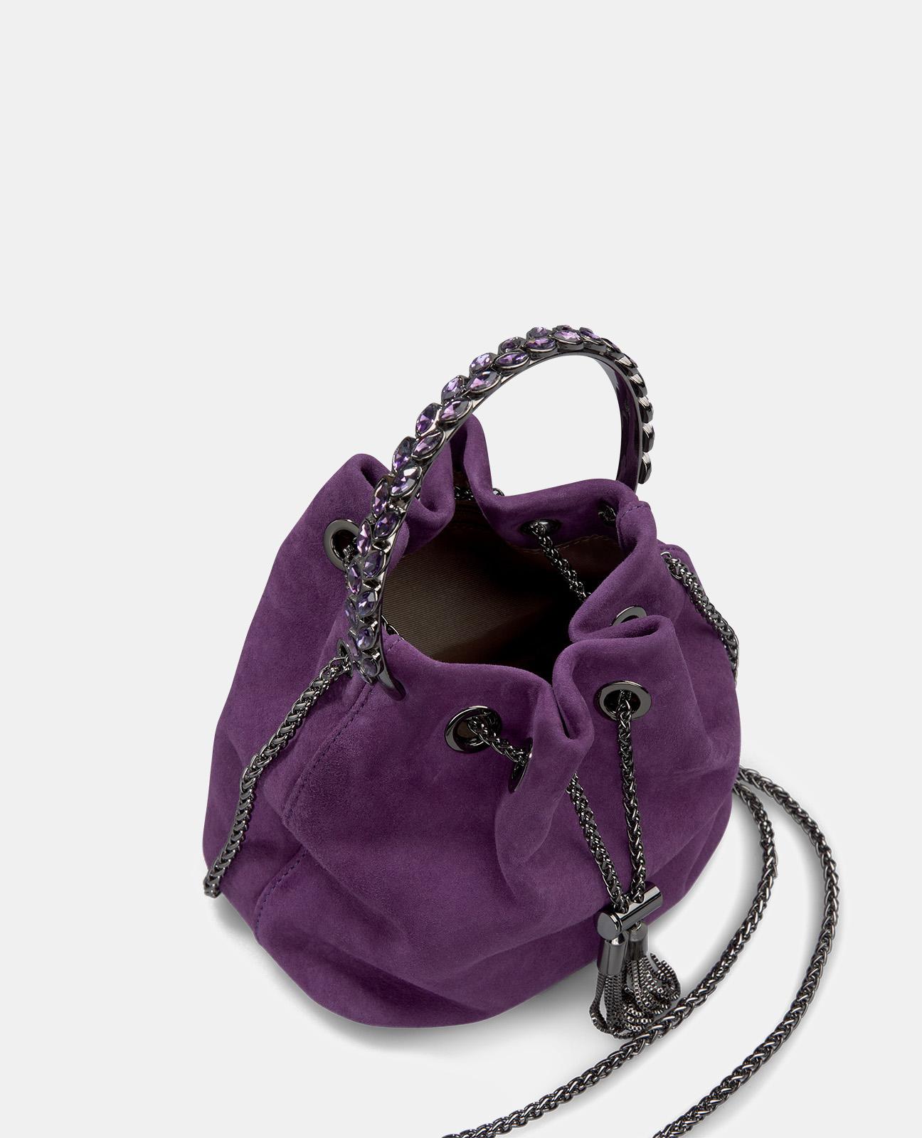 Mala de Mão Convertível em Mala a Tiracolo Estilo Bombonera Roxo-3