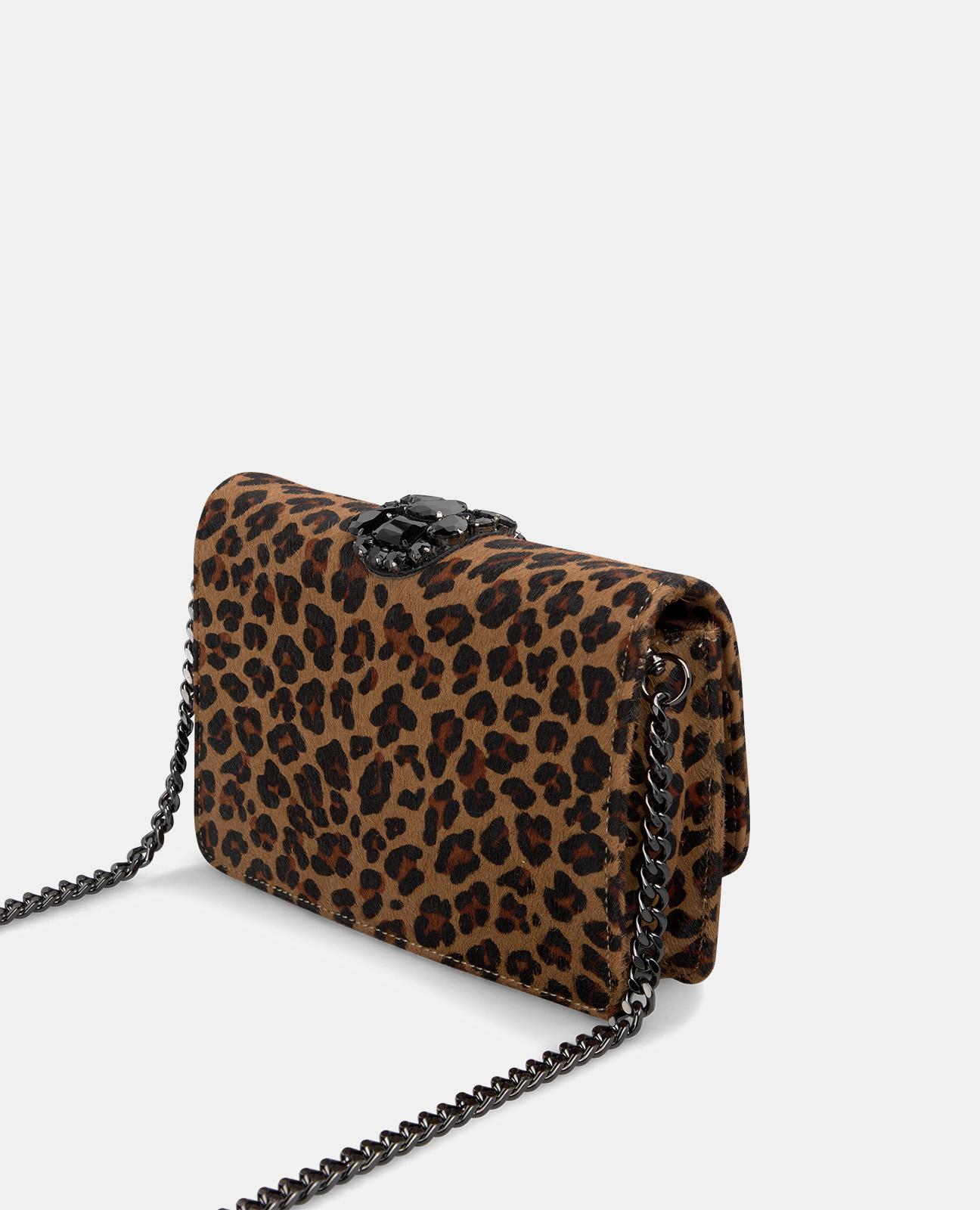 Mala a Tiracolo de Pele em Print de Leopardo Camel-2