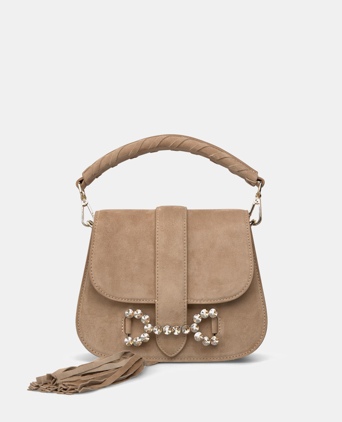 Mala a Tiracolo com Alça de Mão e Detalhe de Franjas Camel-1