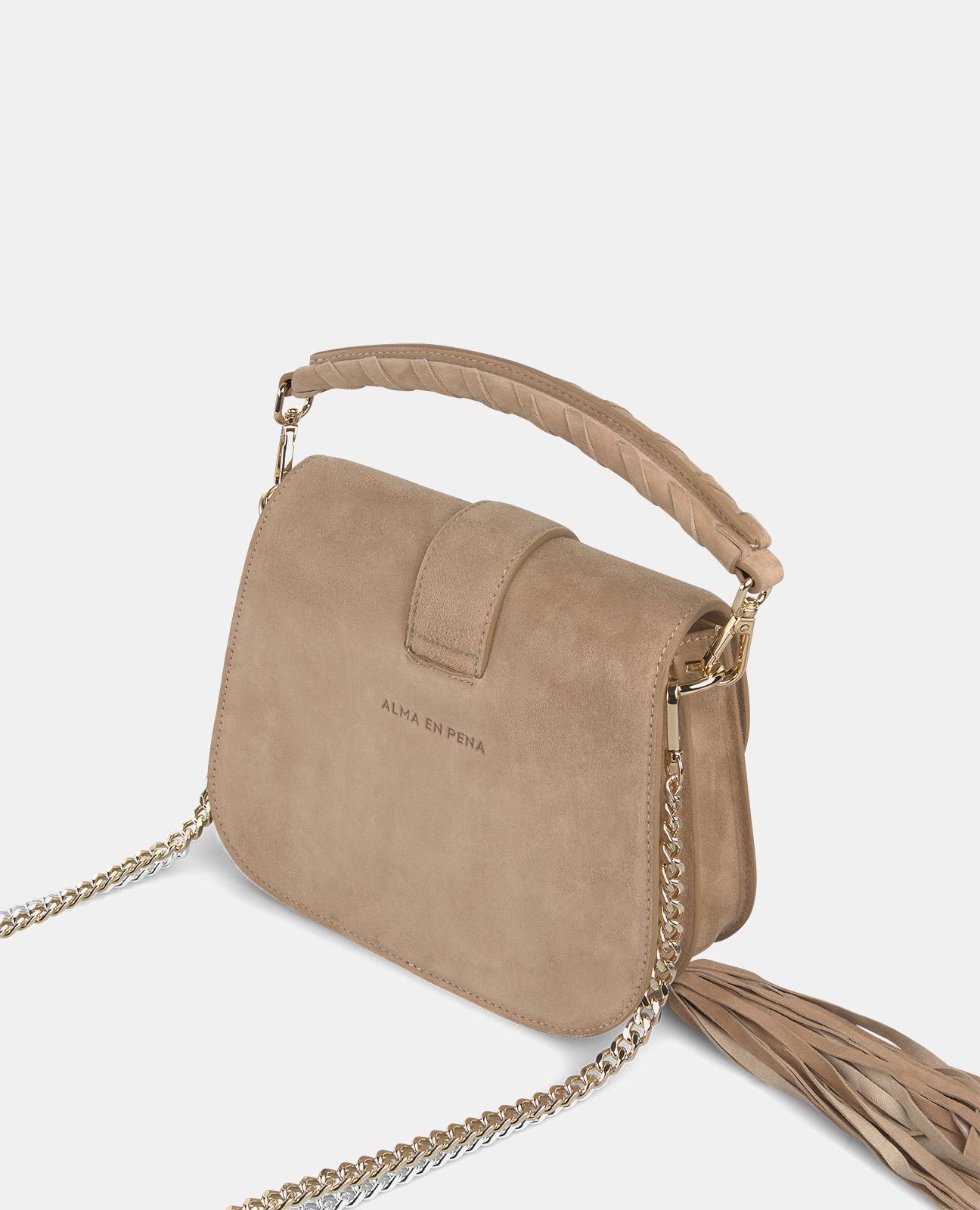 Mala a Tiracolo com Alça de Mão e Detalhe de Franjas Camel-2