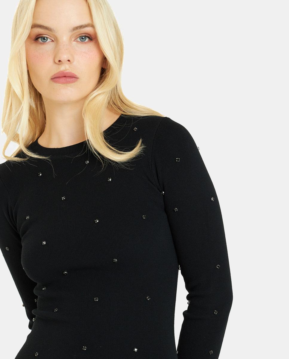 Vestido Comprido com Pedraria Preto-4