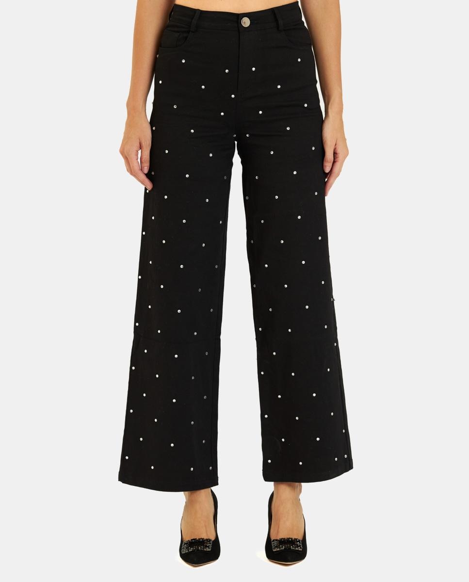 Imagem 0 de Jeans À Boca de Sino de Comprimento Pelo Tornozelo com Brilhos