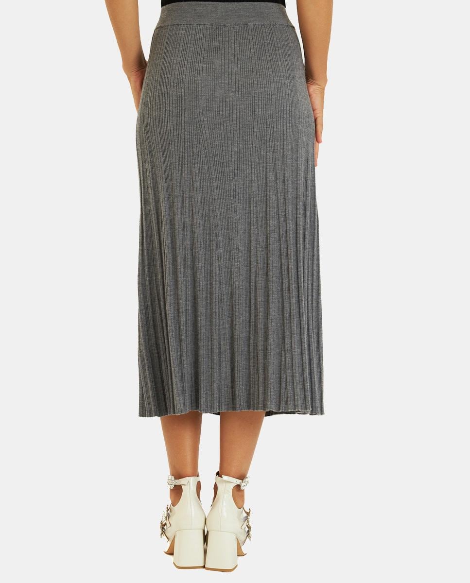 Saia de Malha com Design de Pregas Cinzento-4