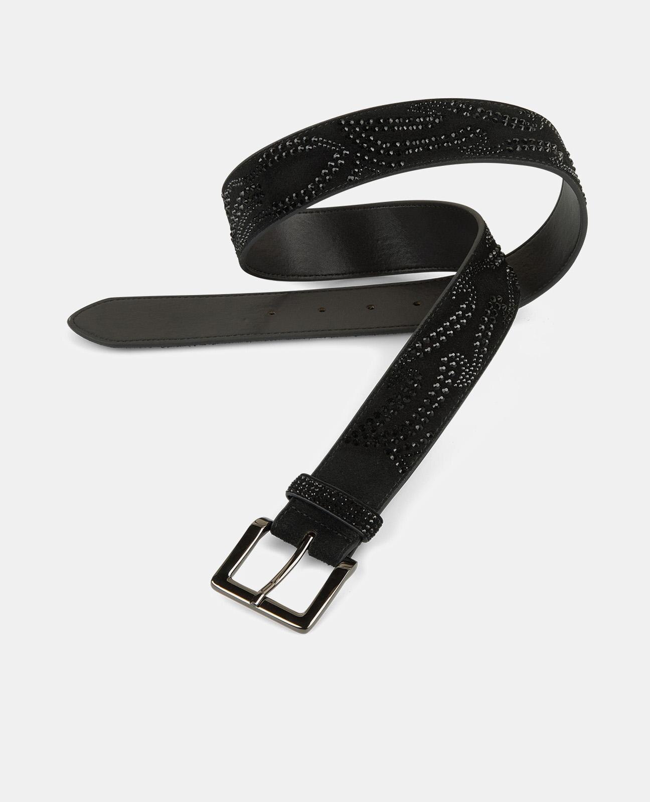 Cinto com Detalhe em Chamas de Pedraria Preto-2