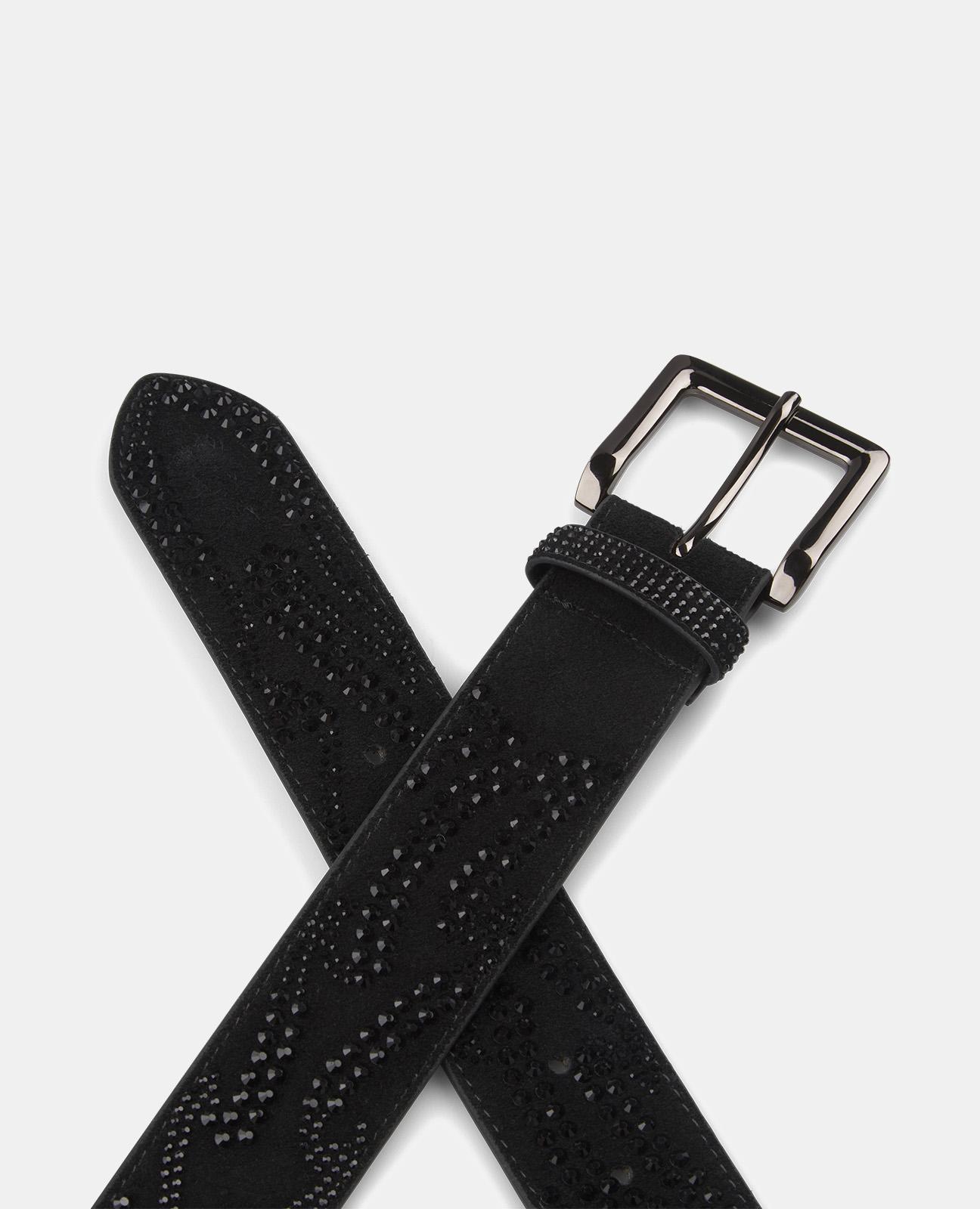 Cinto com Detalhe em Chamas de Pedraria Preto-3