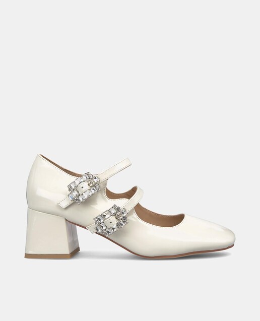 Imagem 0 de Sapatos de Presilha de Pele com Fivela Dupla