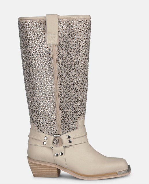 Imagem 0 de Botas Rasas Fabricadas em Pele com Detalhe Metálico