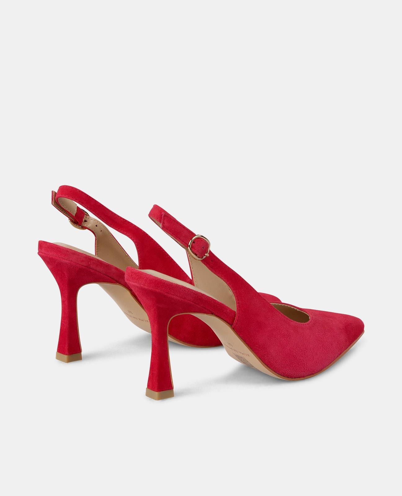Sapatos de Salto com Fecho de Fivela e Biqueira Afiada Vermelho-3