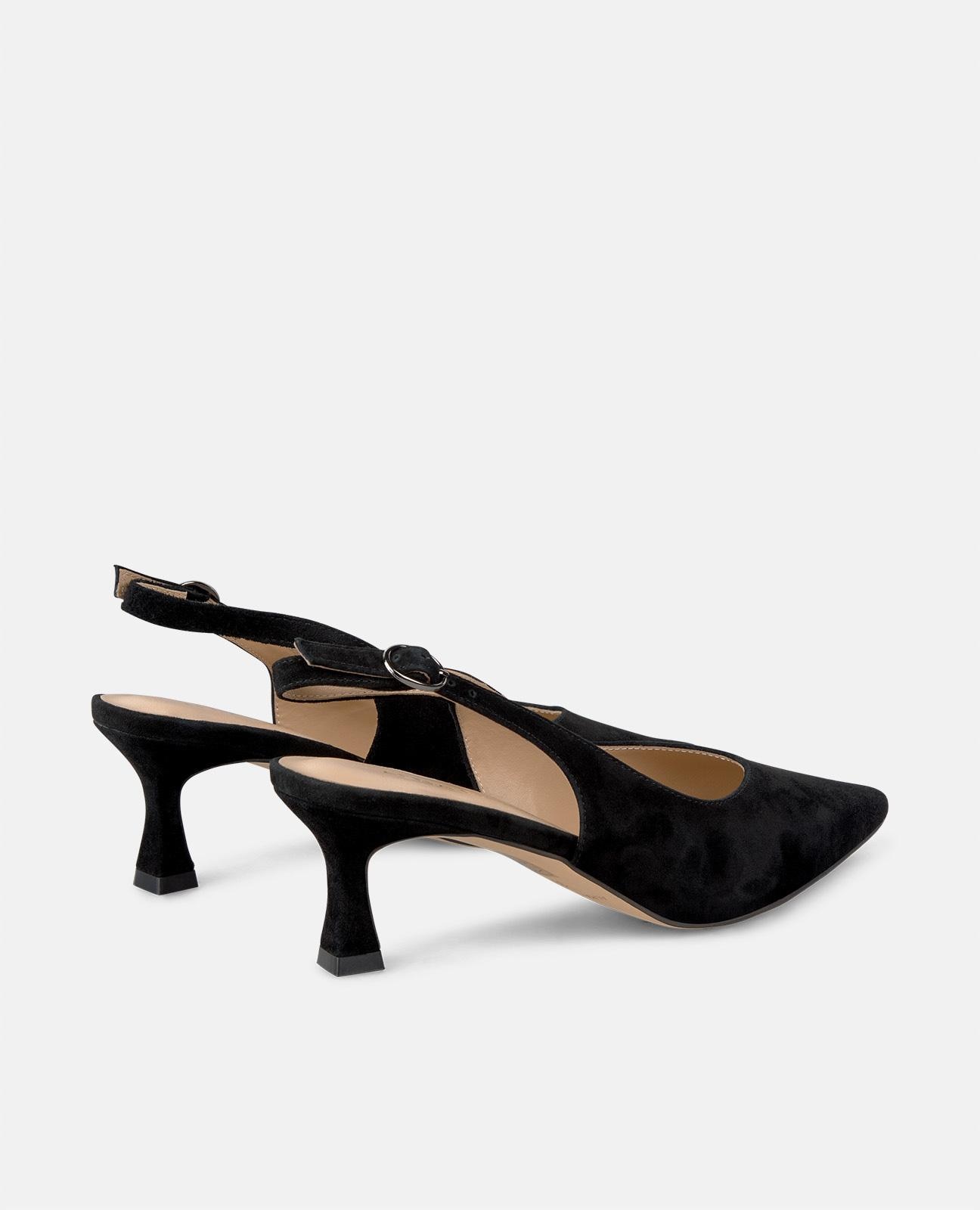 Sapatos de Salto com o Calcanhar Aberto e Fecho com Fivela Preto-3