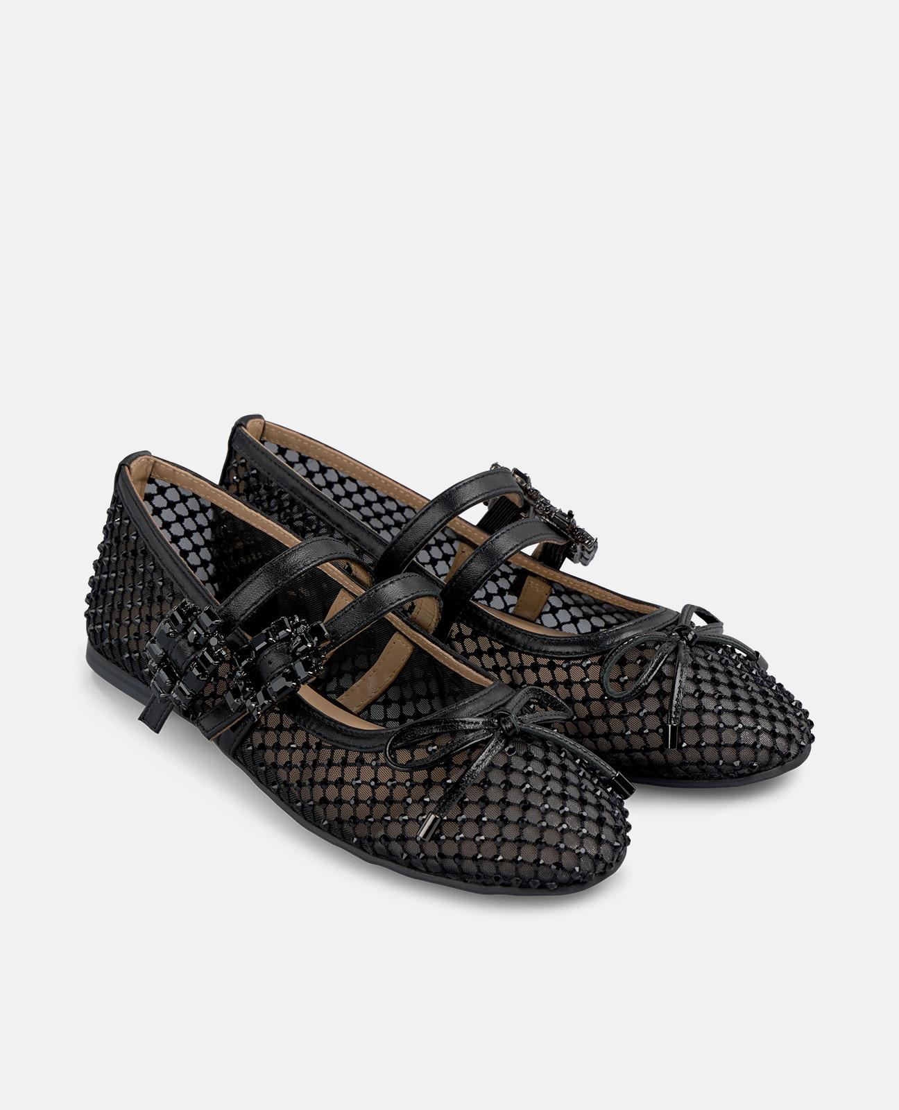 Sabrinas Rasas com Biqueira Redonda e Fecho com Fivela Preto-2