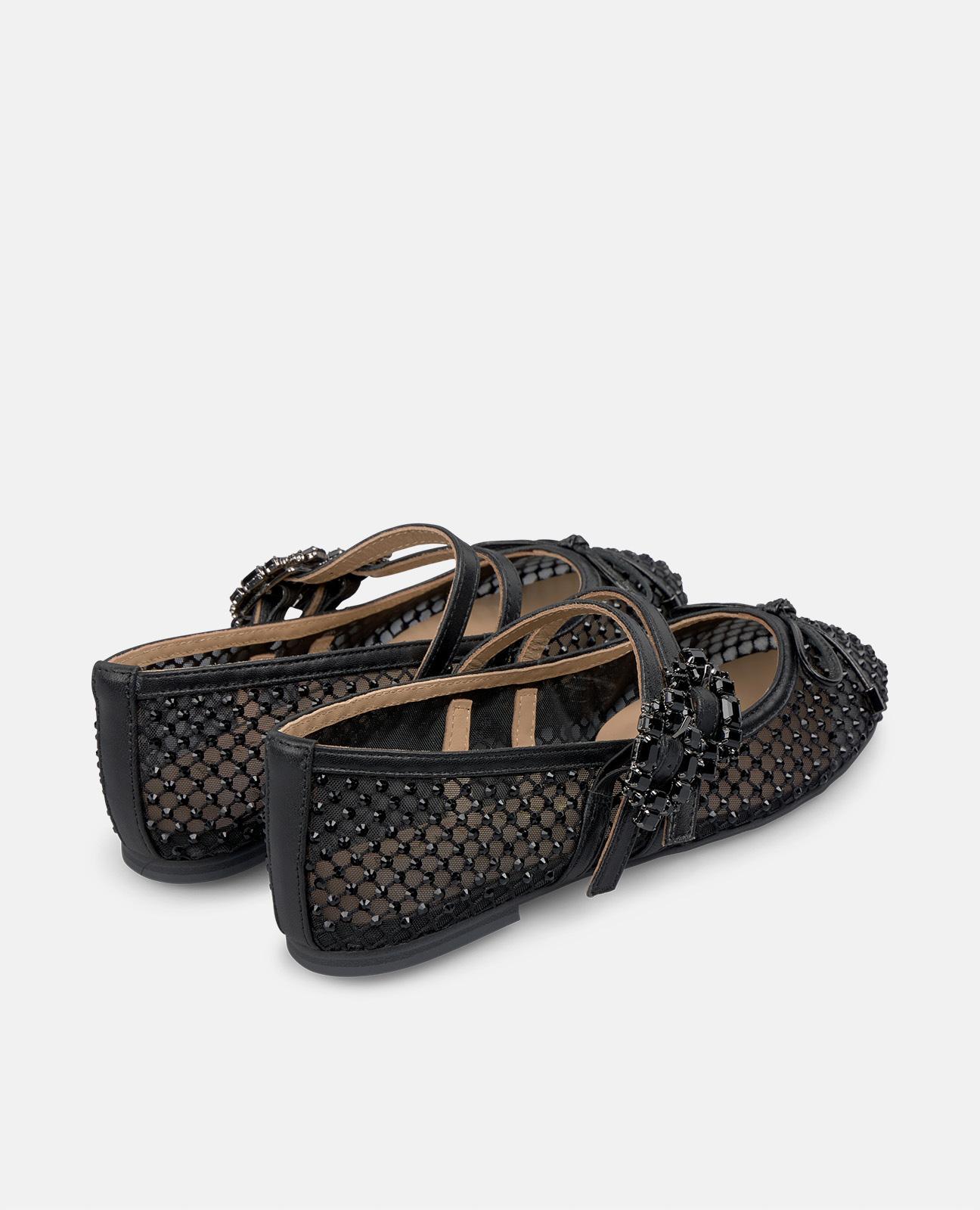 Sabrinas Rasas com Biqueira Redonda e Fecho com Fivela Preto-3