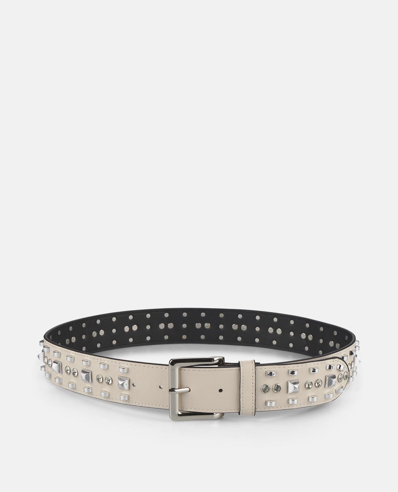 Imagem 0 de Cinto de Pele com Fivela Quadrada e Detalhes de Tachas