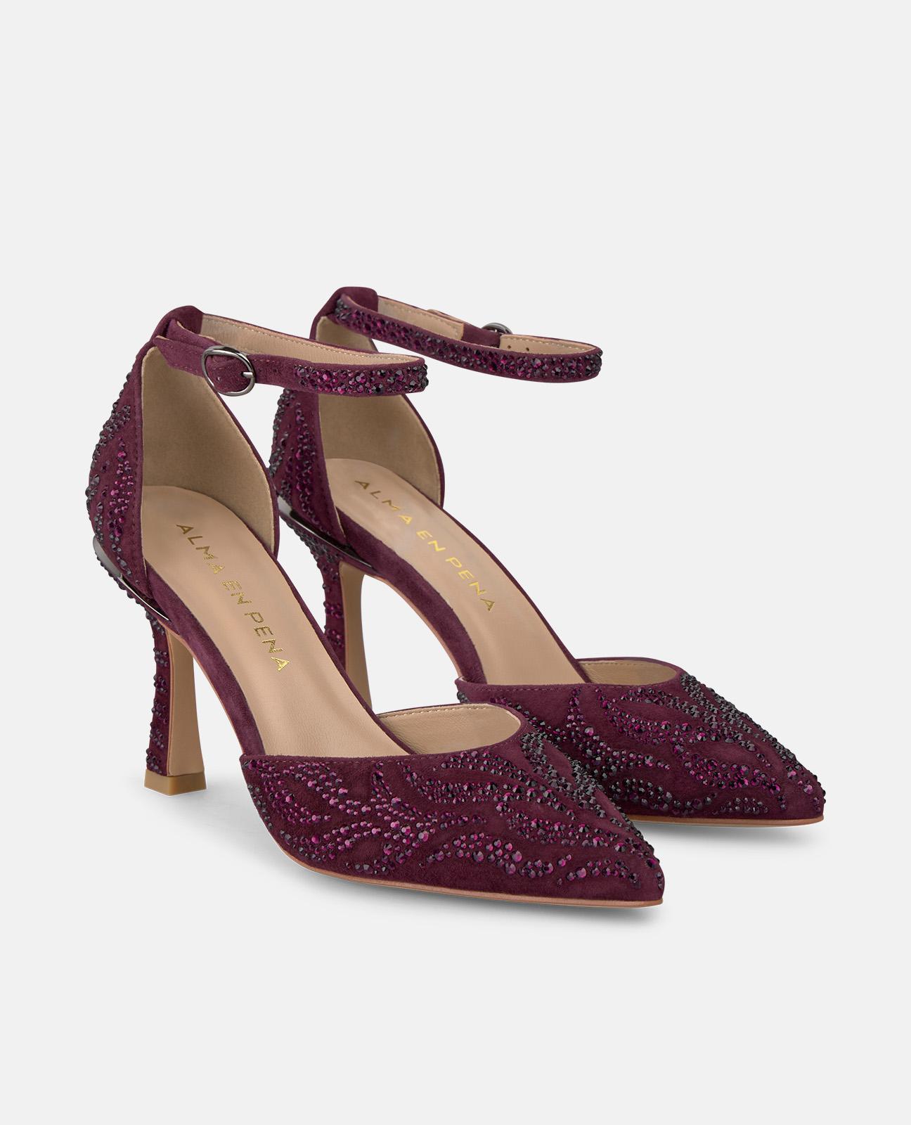 Sapatos de Salto com Detalhes de Pedraria e Biqueira Afiada Bordeaux-2