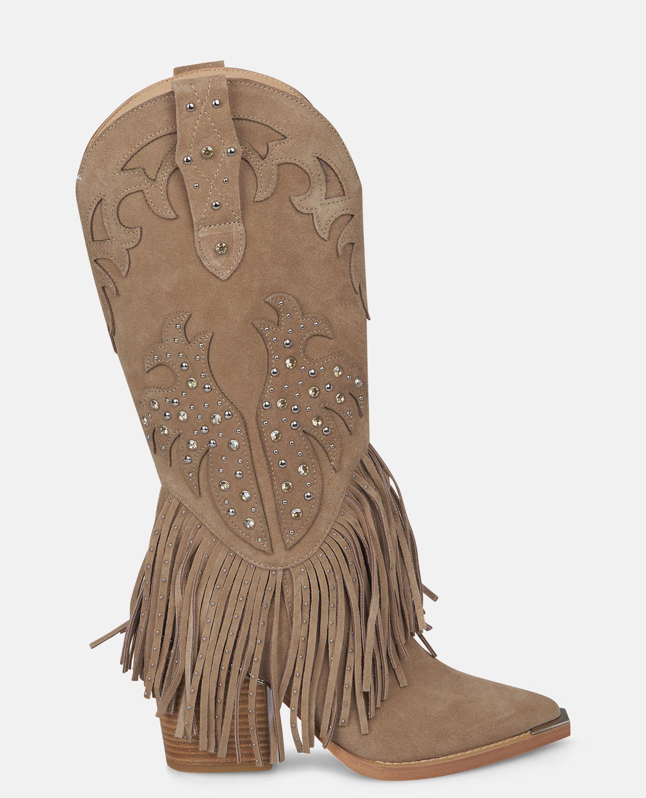 Botas de Salto com Franjas e Tachas Vison-1