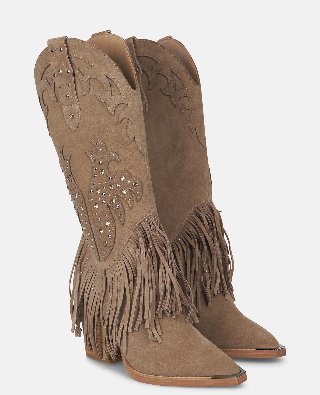 Botas de Salto com Franjas e Tachas Vison-2