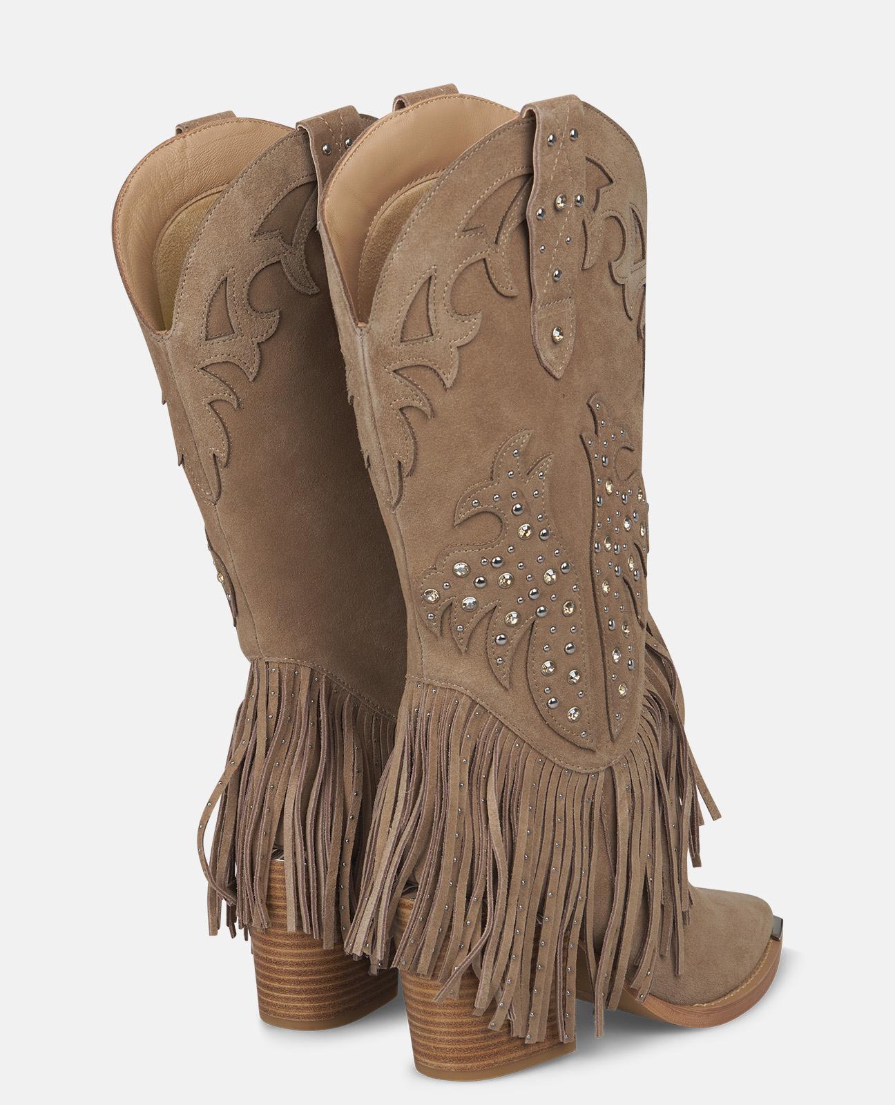 Botas de Salto com Franjas e Tachas Vison-3