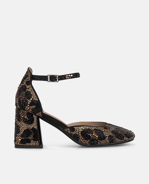 Imagem 0 de Sapatos de Salto Estampados de Pedraria e Biqueira Redonda