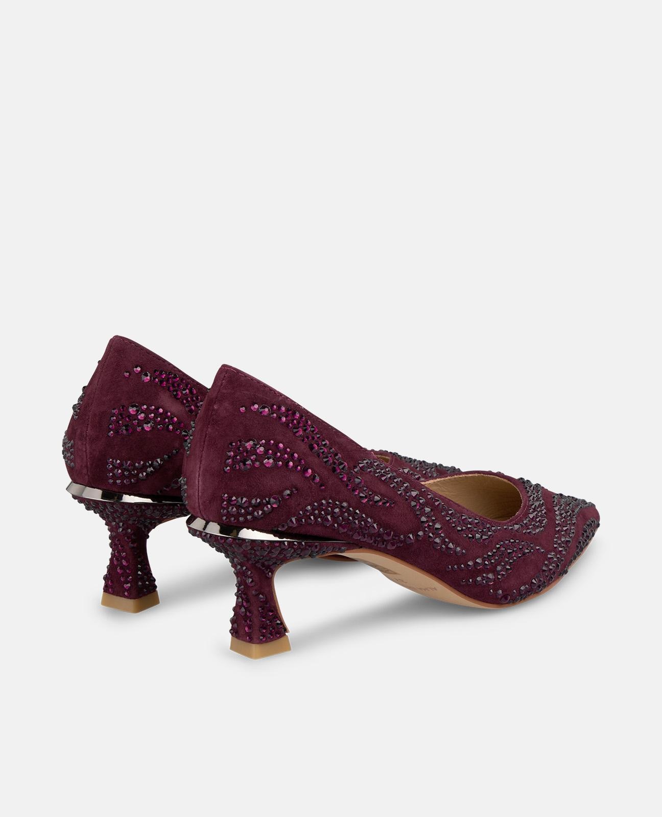 Sapatos de Salto com Detalhes de Pedraria e Biqueira Afiada Bordeaux-3