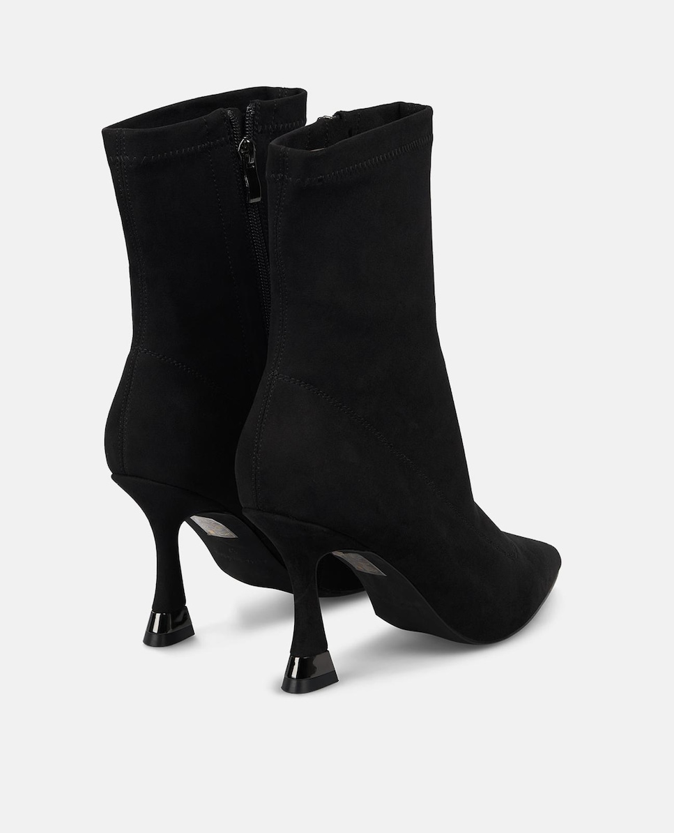 Botins Básicos Ajustados de Salto Agulha com Biqueira Pontiaguda Preto-3