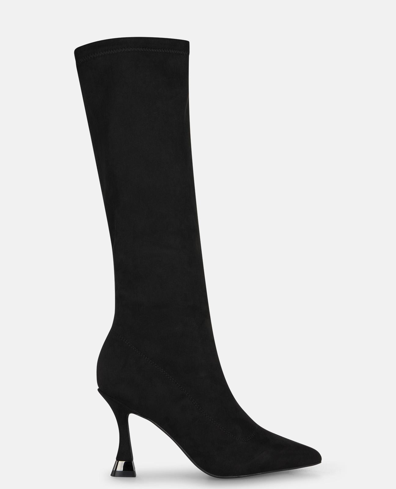 Botas Básicas com Salto Agulha e Detalhe Metalizado Preto-1