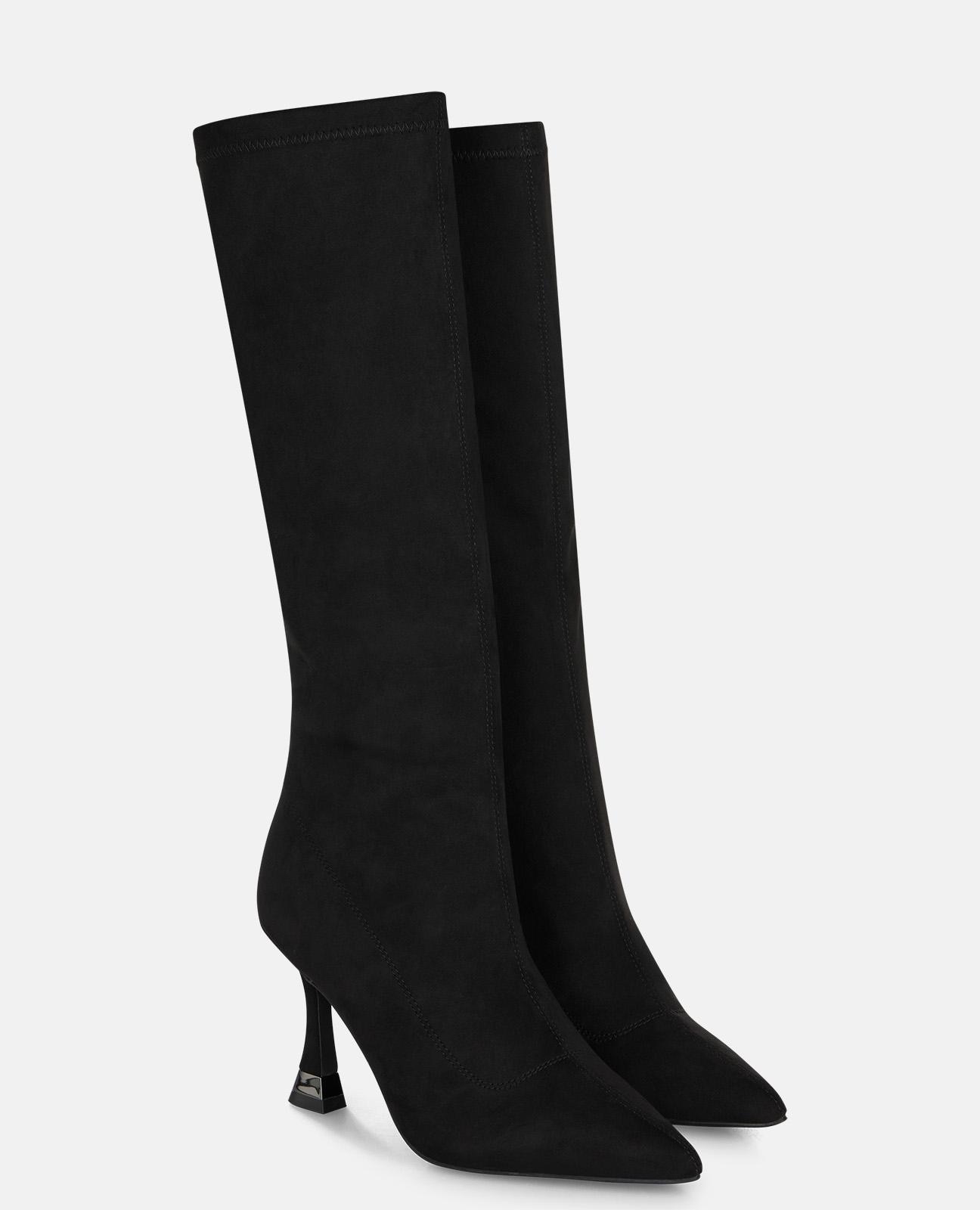 Botas Básicas com Salto Agulha e Detalhe Metalizado Preto-2