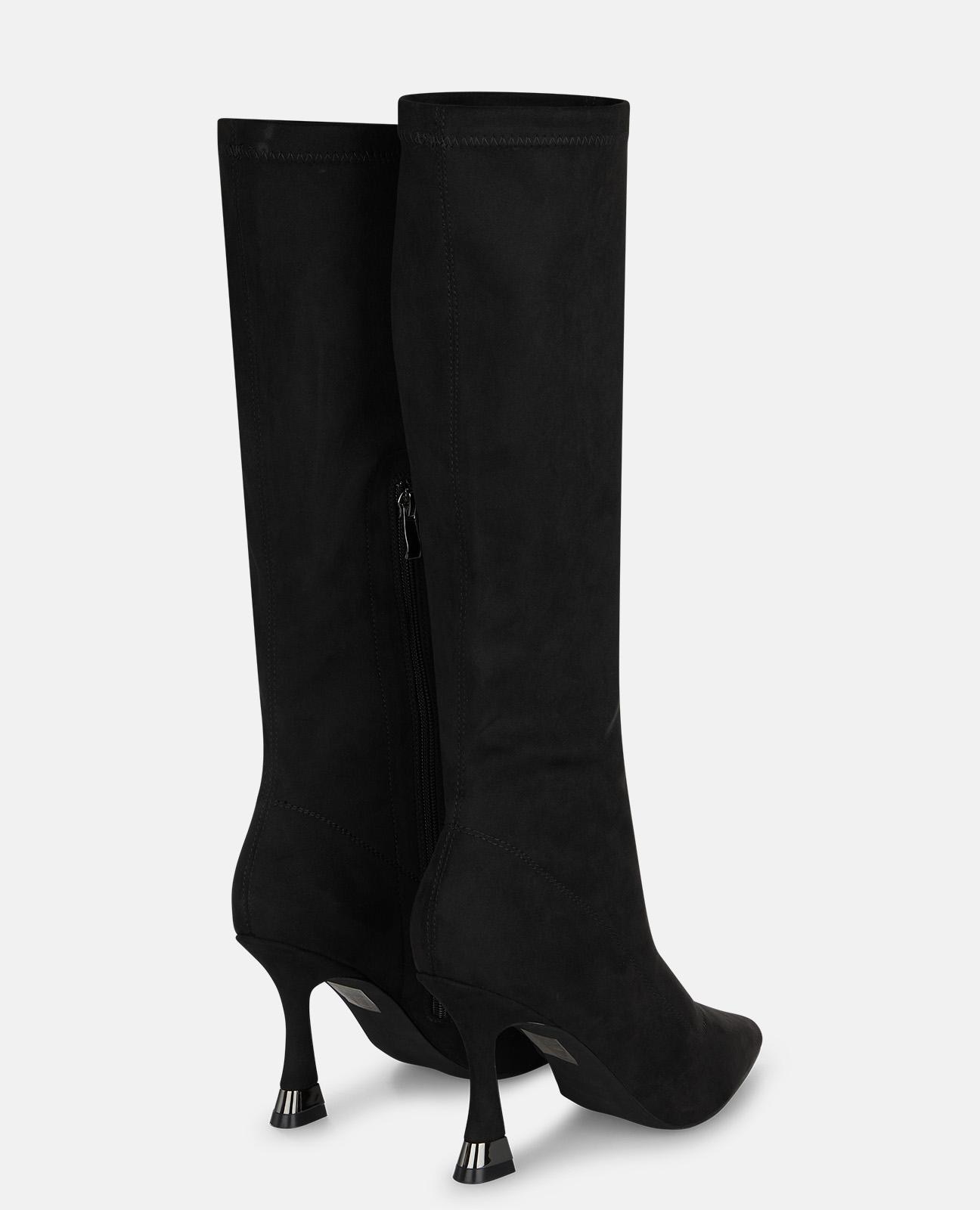 Botas Básicas com Salto Agulha e Detalhe Metalizado Preto-3