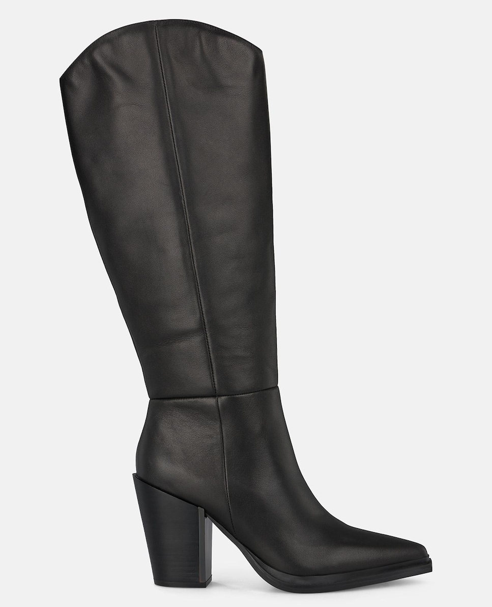 Botas de Salto Largo com Biqueira Pontiaguda Preto-1