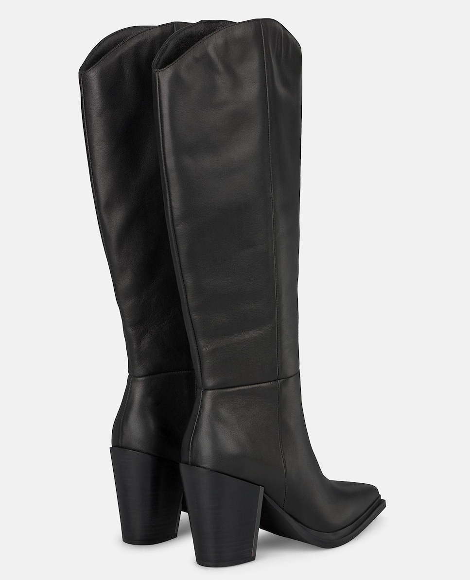 Botas de Salto Largo com Biqueira Pontiaguda Preto-3