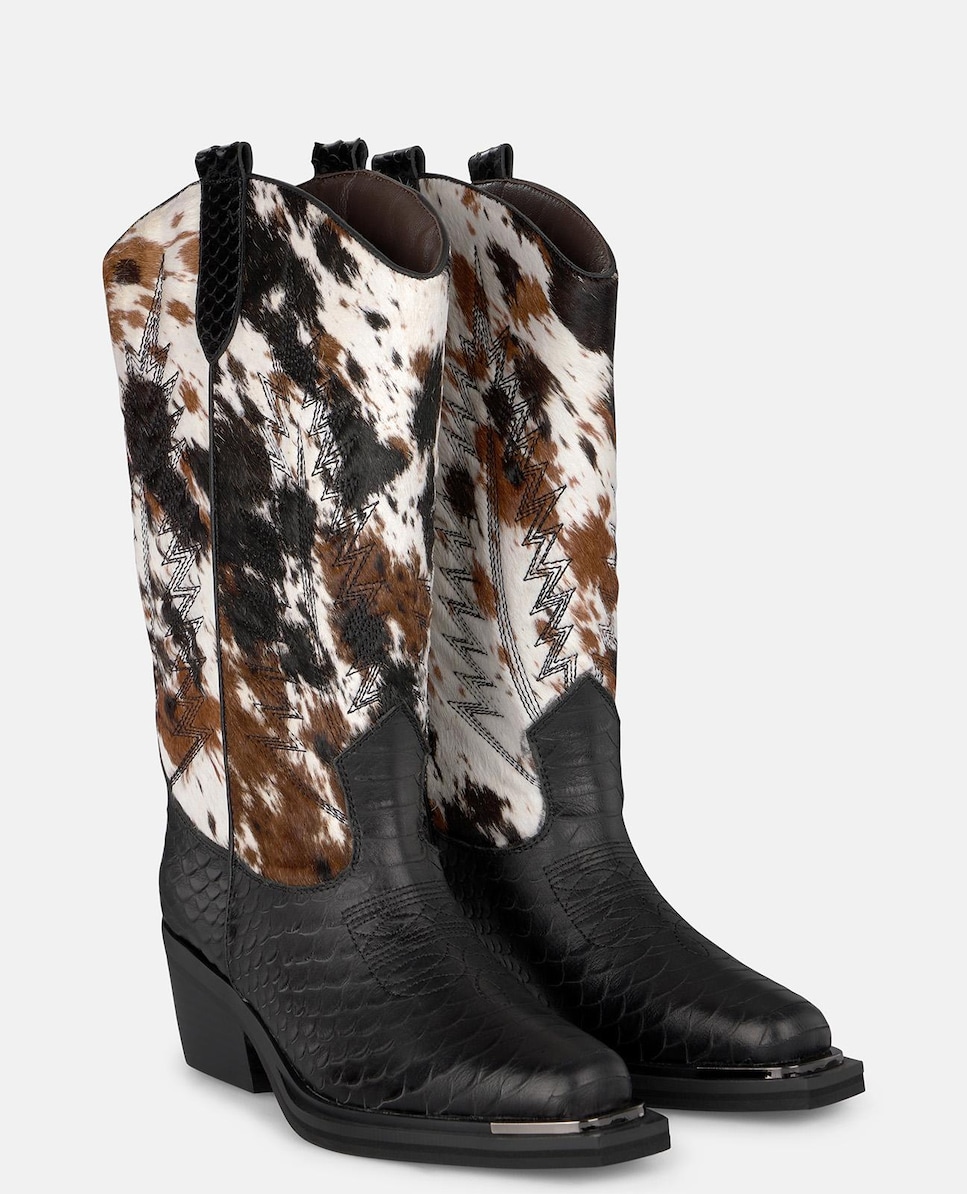 Botas Estampadas com Tacão Largo sem Fecho Multicolor-2