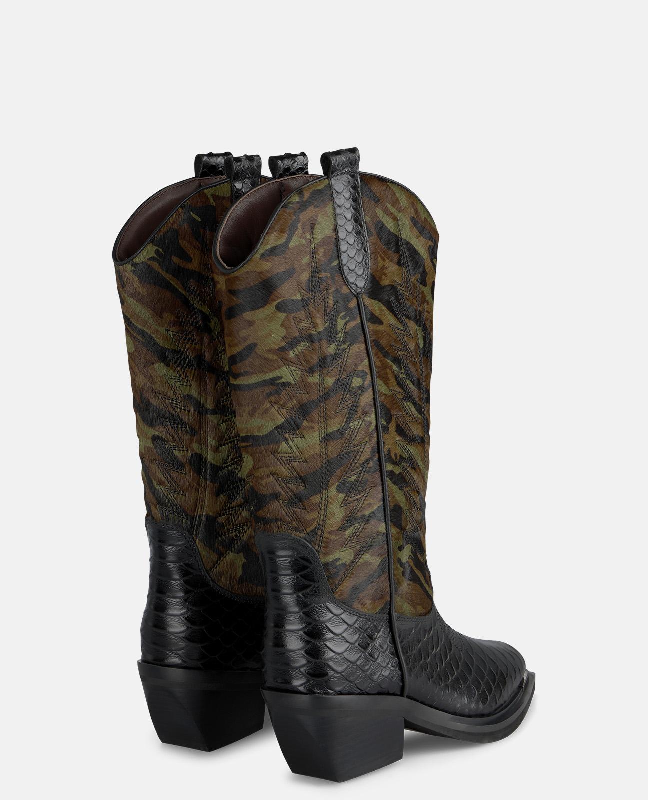 Botas Estampadas com Detalhes Verde-3