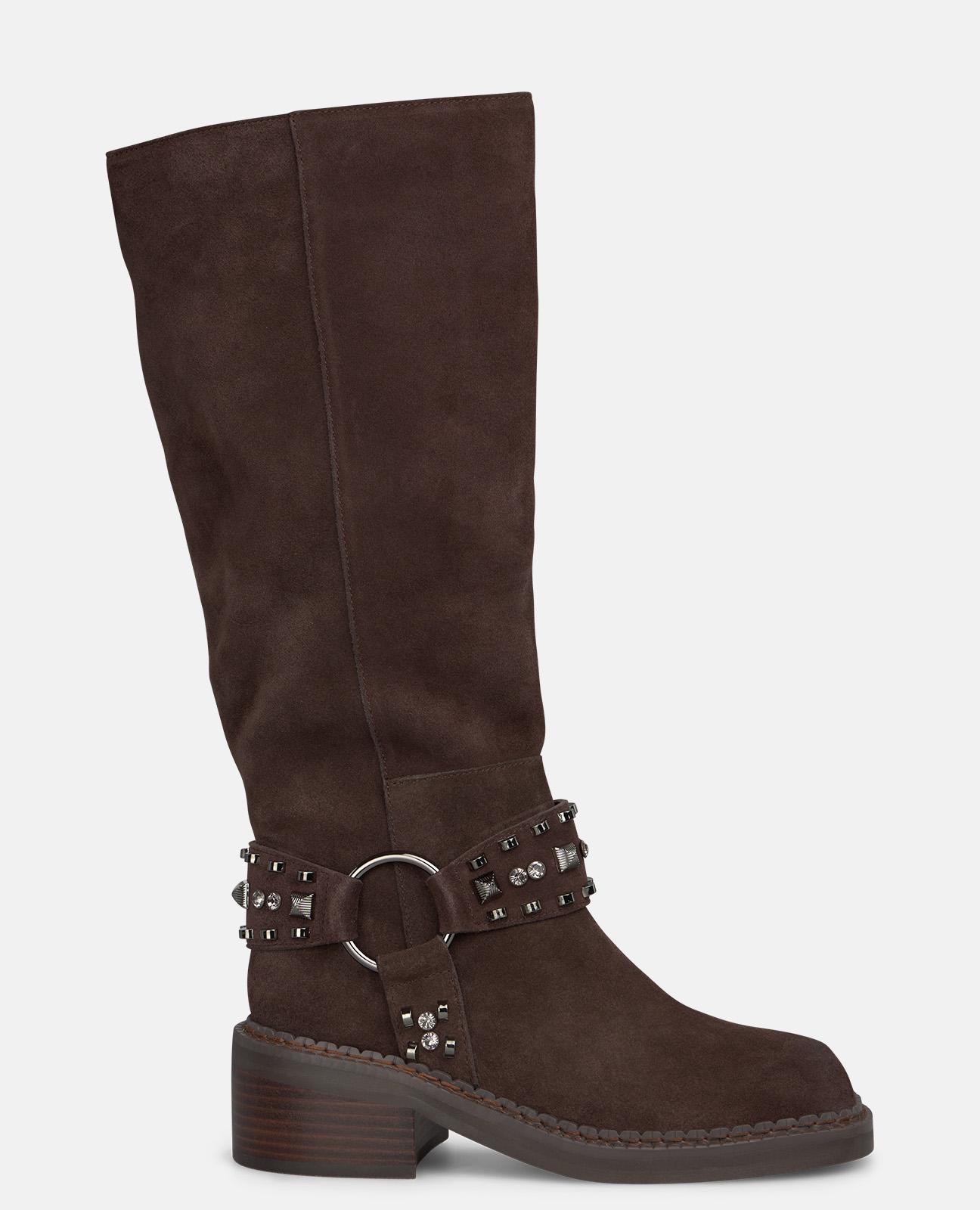 Imagem 0 de Botas Biker Altas Rasas com Tachas