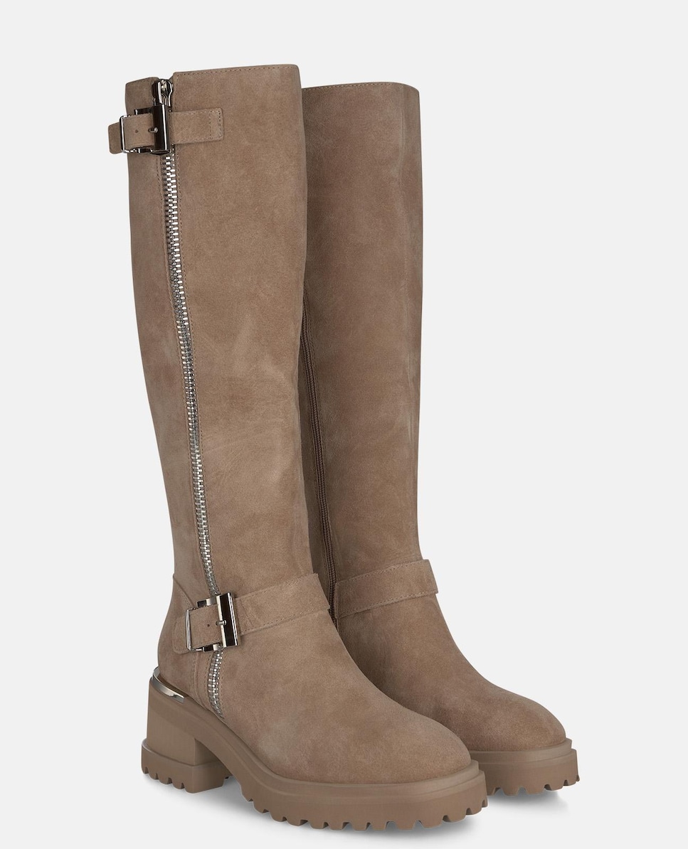 Botas Sola Track com Salto e Fecho Zip Vison-2